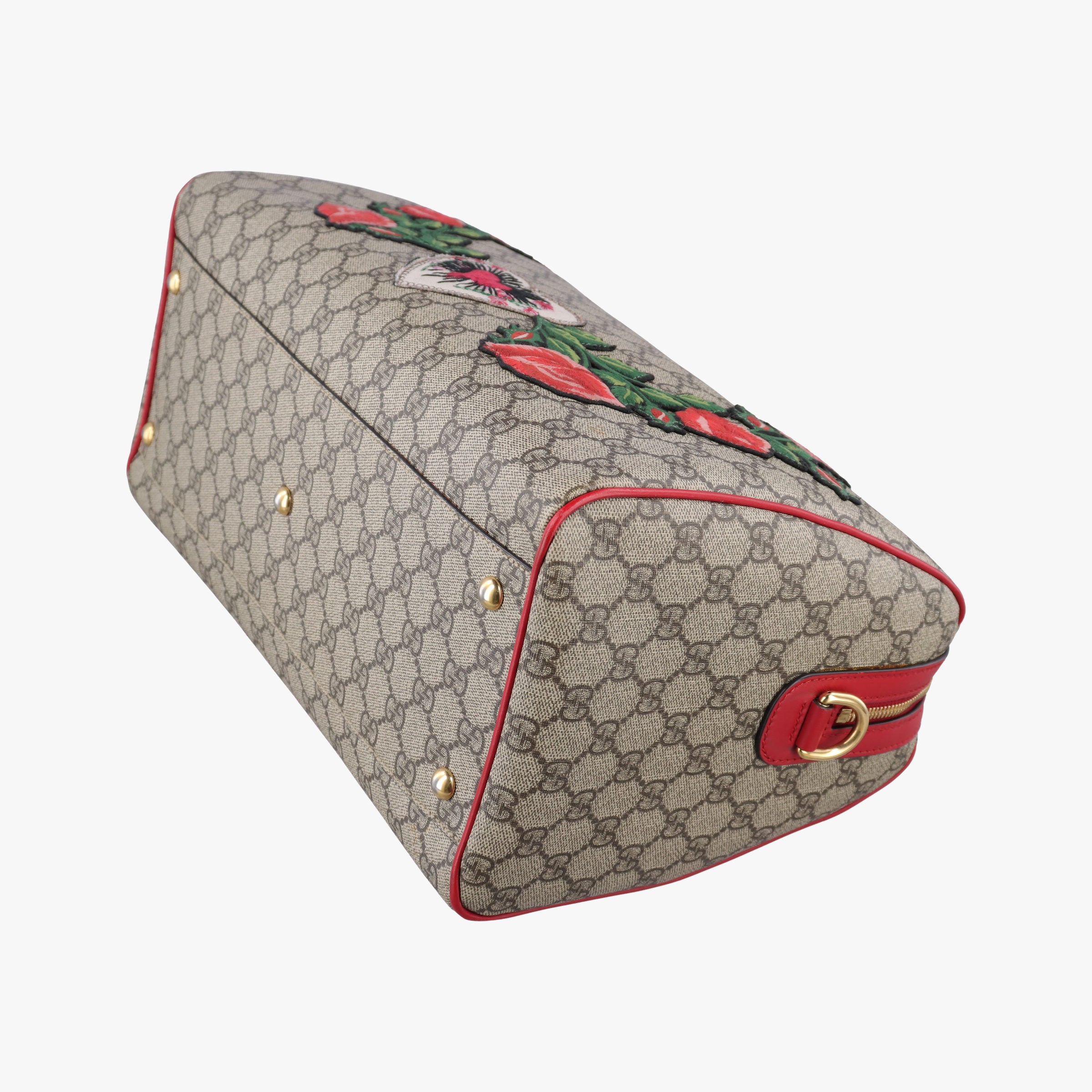 Secondhand Gucci GG SUPREME BOSTON beige×red PVC coated canvas× leather 409527 shoulderbag | stylenewstar