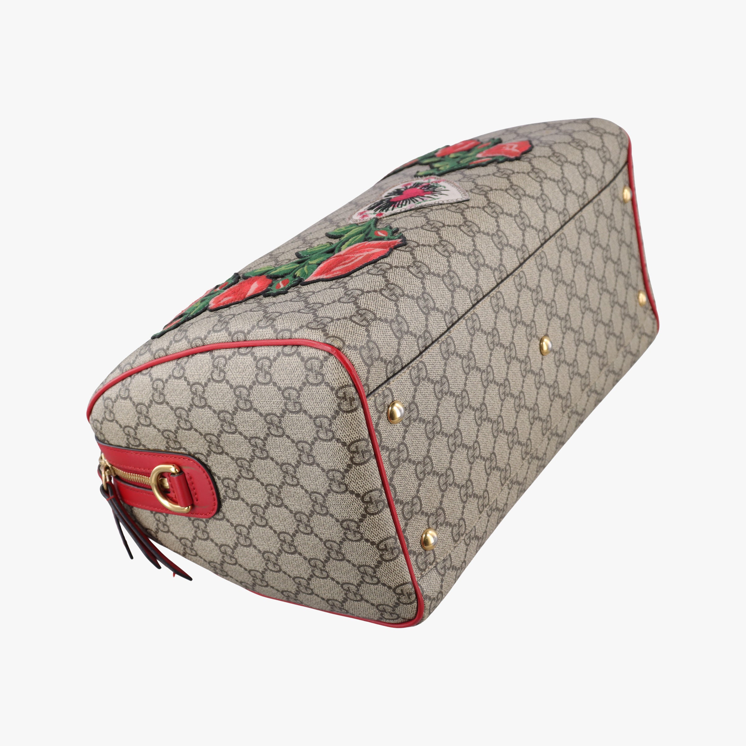 Secondhand Gucci GG SUPREME BOSTON beige×red PVC coated canvas× leather 409527 shoulderbag | stylenewstar