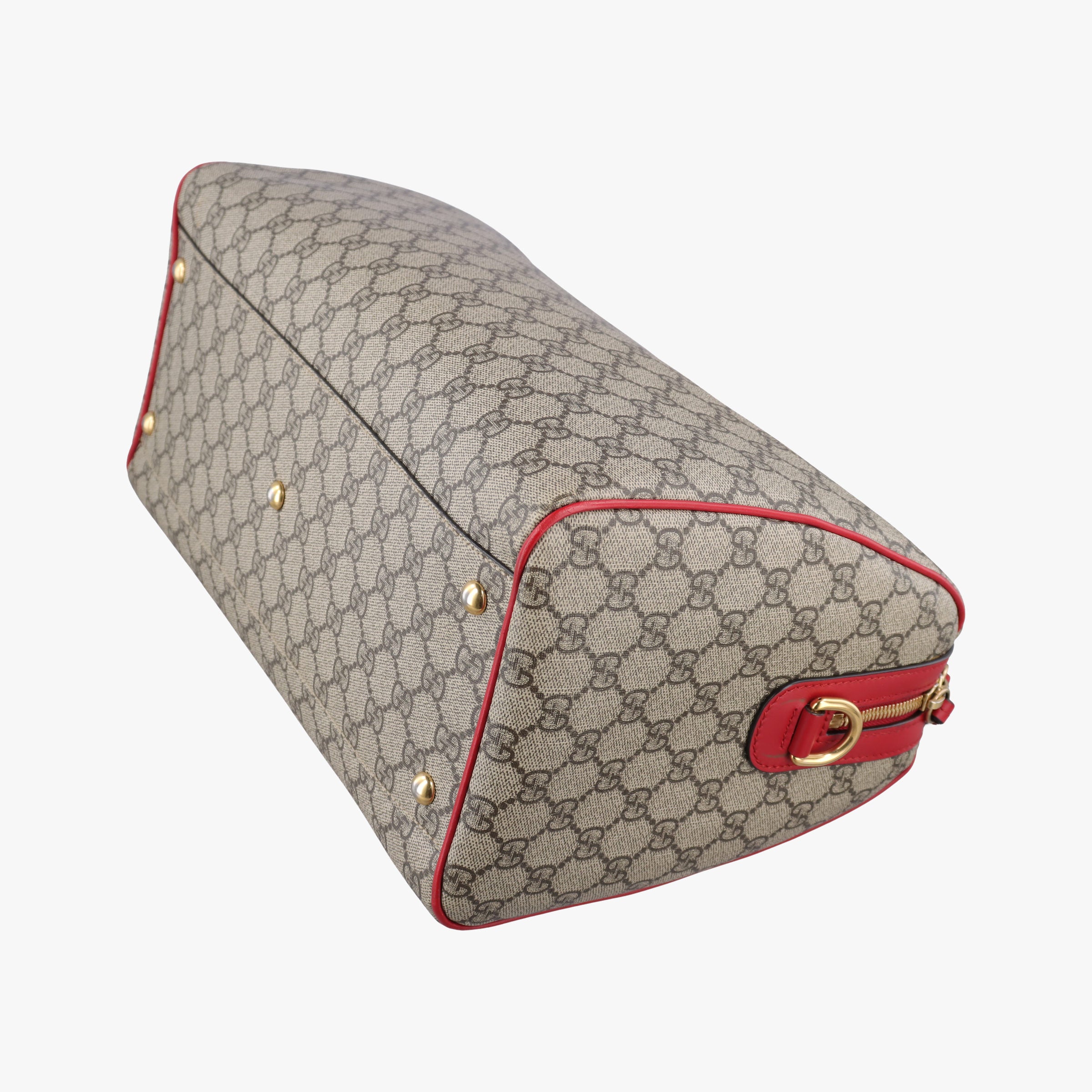 Secondhand Gucci GG SUPREME BOSTON beige×red PVC coated canvas× leather 409527 shoulderbag | stylenewstar