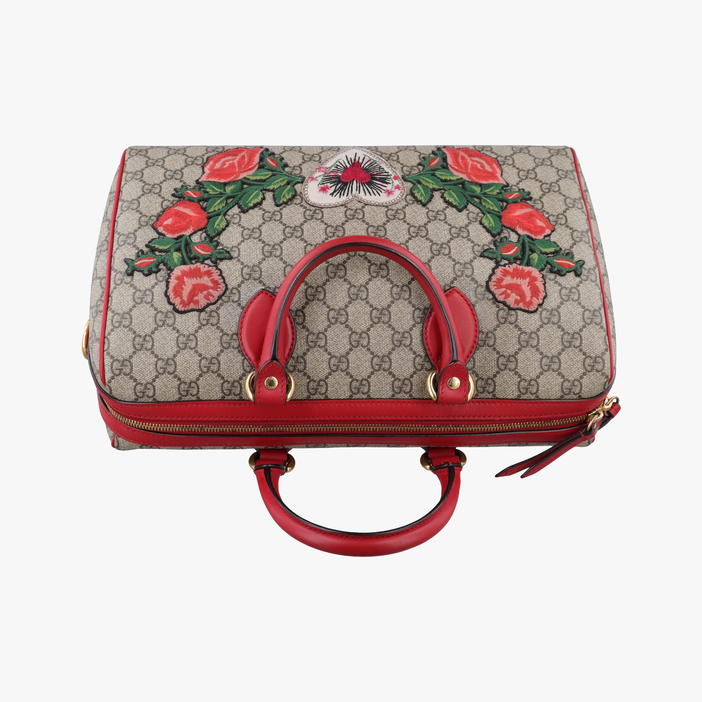 Secondhand Gucci GG SUPREME BOSTON beige×red PVC coated canvas× leather 409527 shoulderbag | stylenewstar