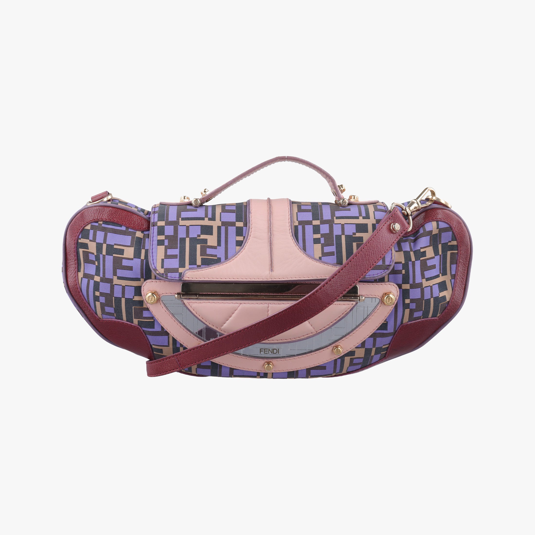 Pre-owned Fendi Zucca Vanity Mirror Multicolour nylon×leather 8BN133 shoulderbag | stylenewstar