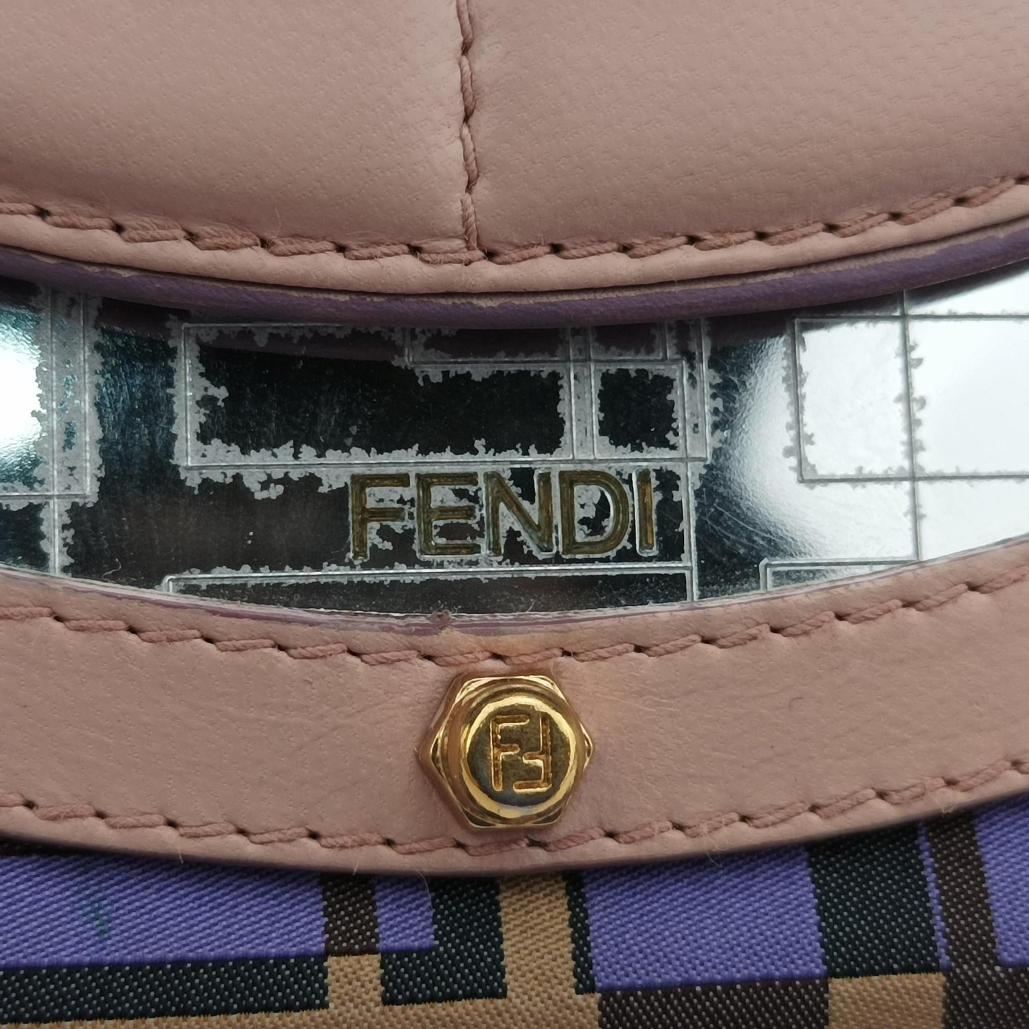 Pre-owned Fendi Zucca Vanity Mirror Multicolour nylon×leather 8BN133 shoulderbag | stylenewstar