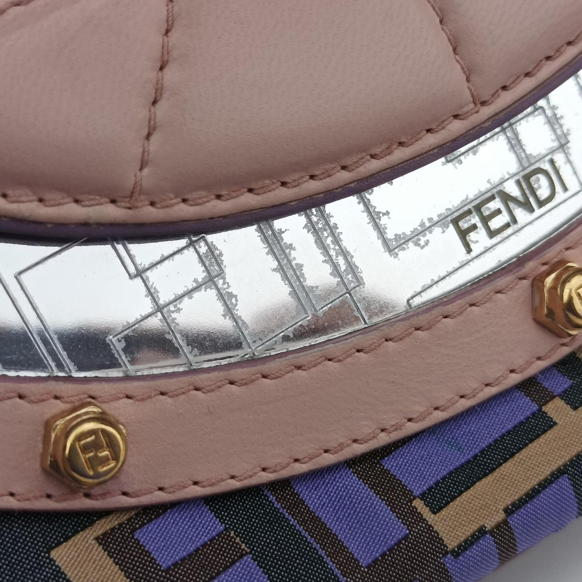 Pre-owned Fendi Zucca Vanity Mirror Multicolour nylon×leather 8BN133 shoulderbag | stylenewstar