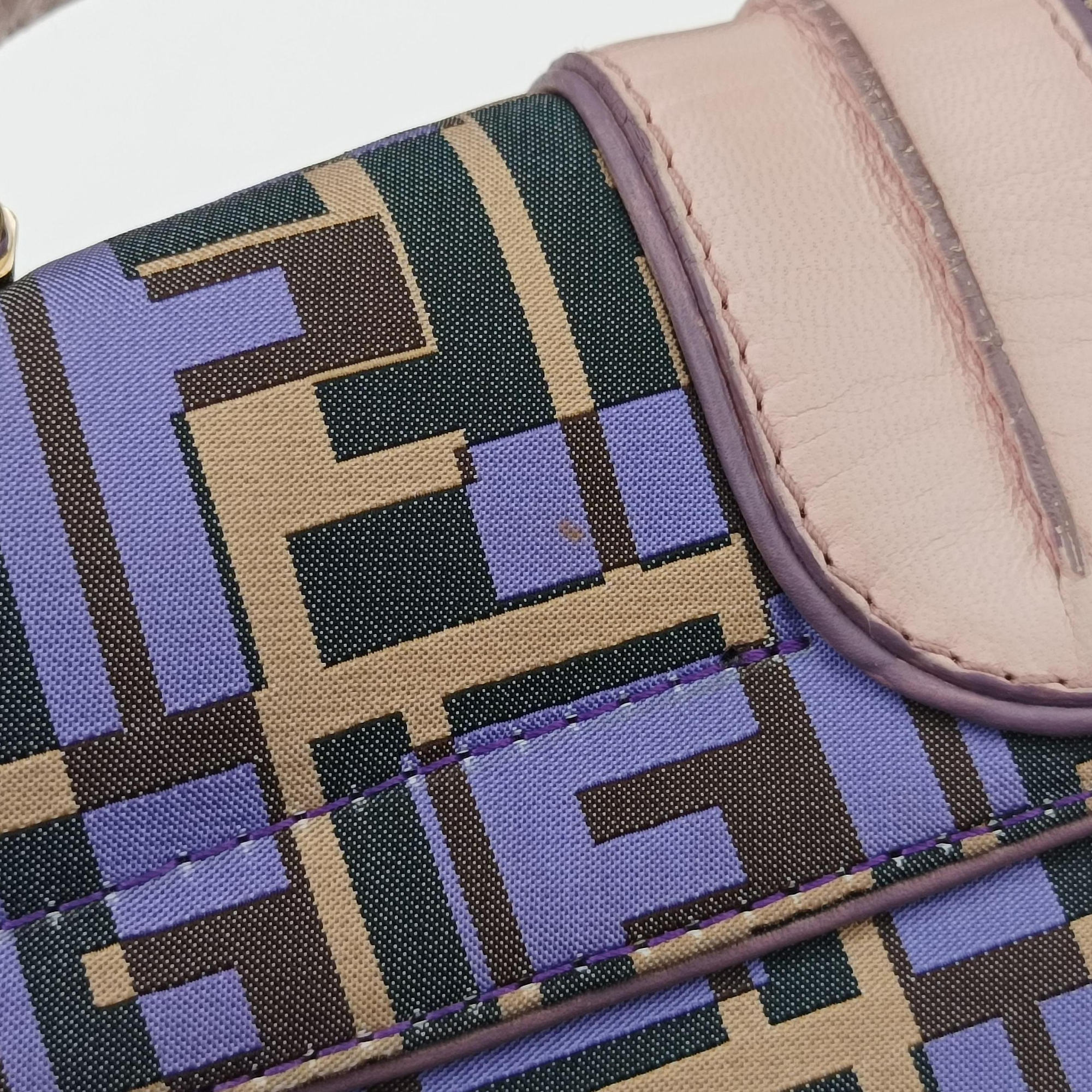 Pre-owned Fendi Zucca Vanity Mirror Multicolour nylon×leather 8BN133 shoulderbag | stylenewstar