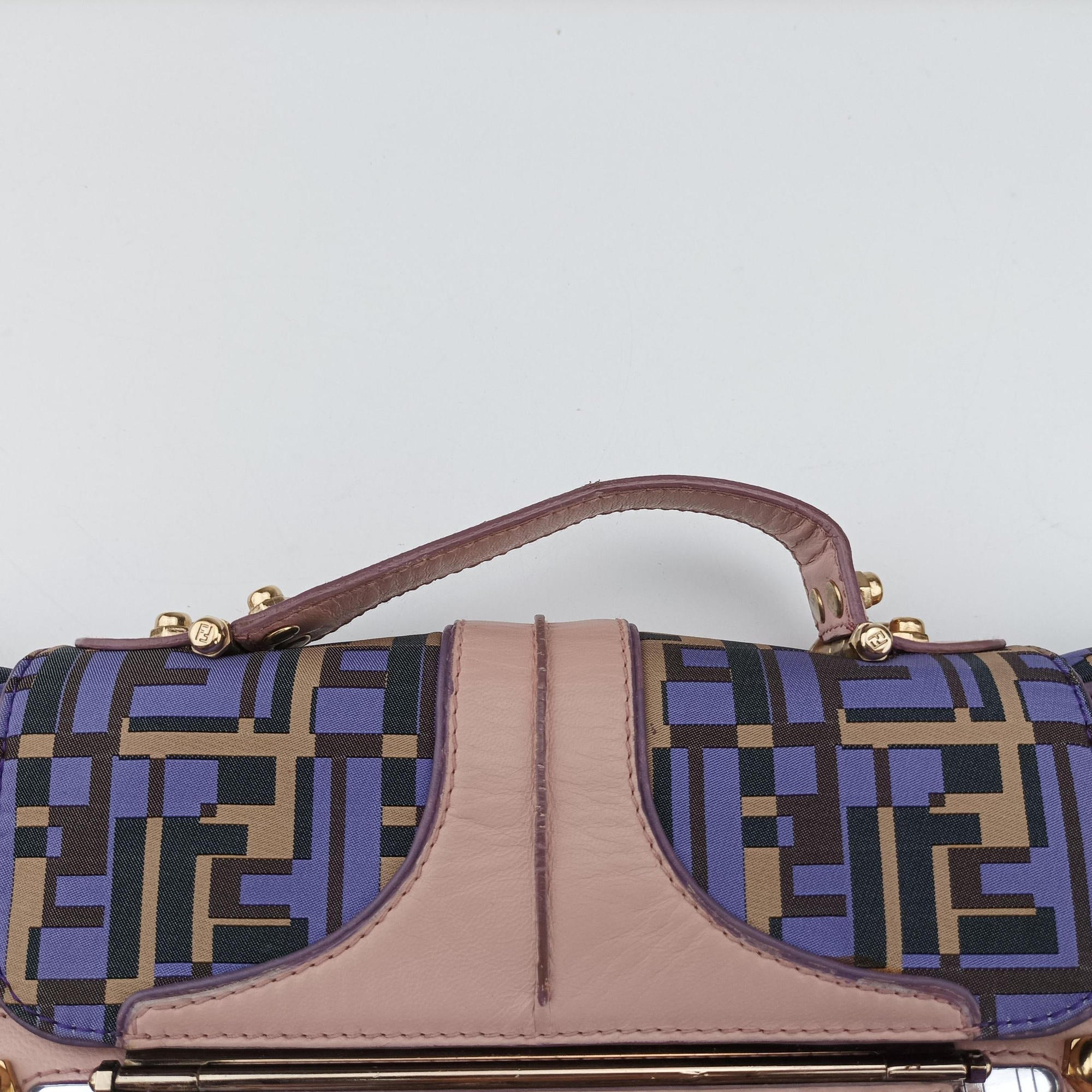 Pre-owned Fendi Zucca Vanity Mirror Multicolour nylon×leather 8BN133 shoulderbag | stylenewstar