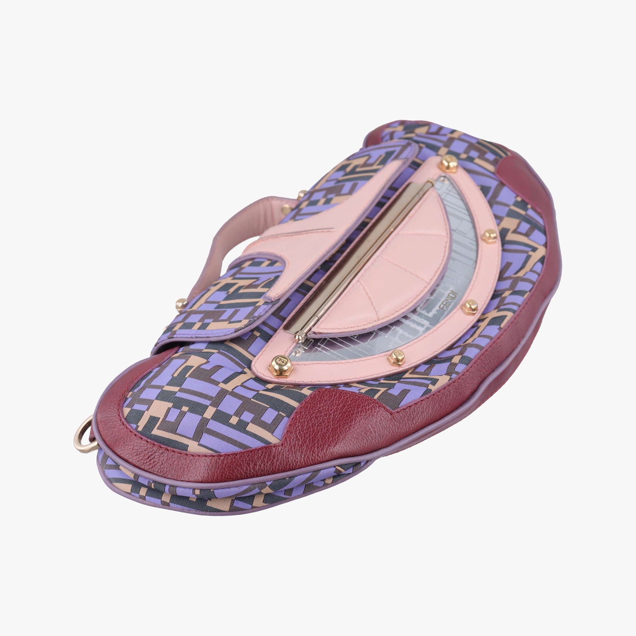 Pre-owned Fendi Zucca Vanity Mirror Multicolour nylon×leather 8BN133 shoulderbag | stylenewstar