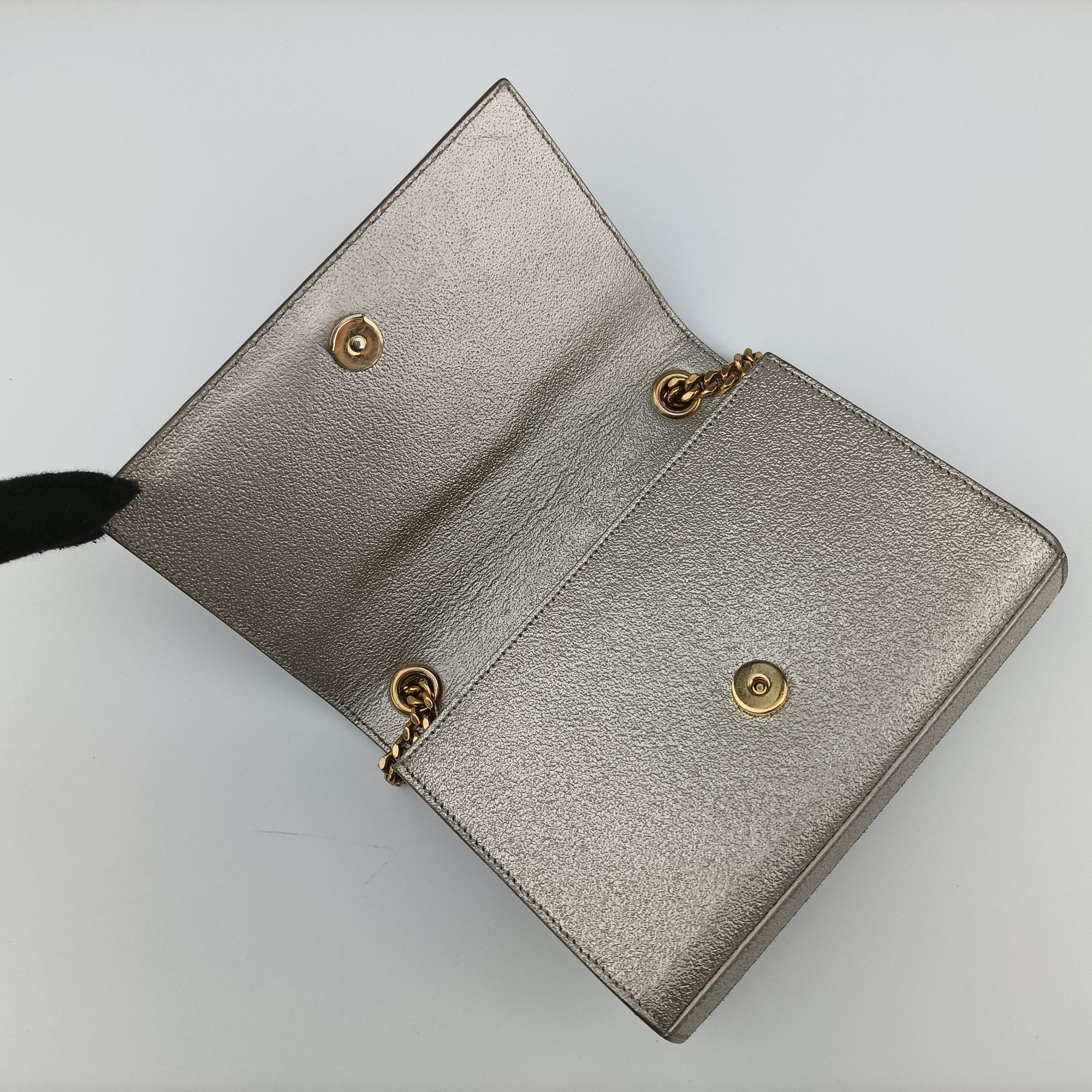 Pre-owned Yves Saint Laurent KATE Golden Leather 354121 shoulderbag | stylenewstar