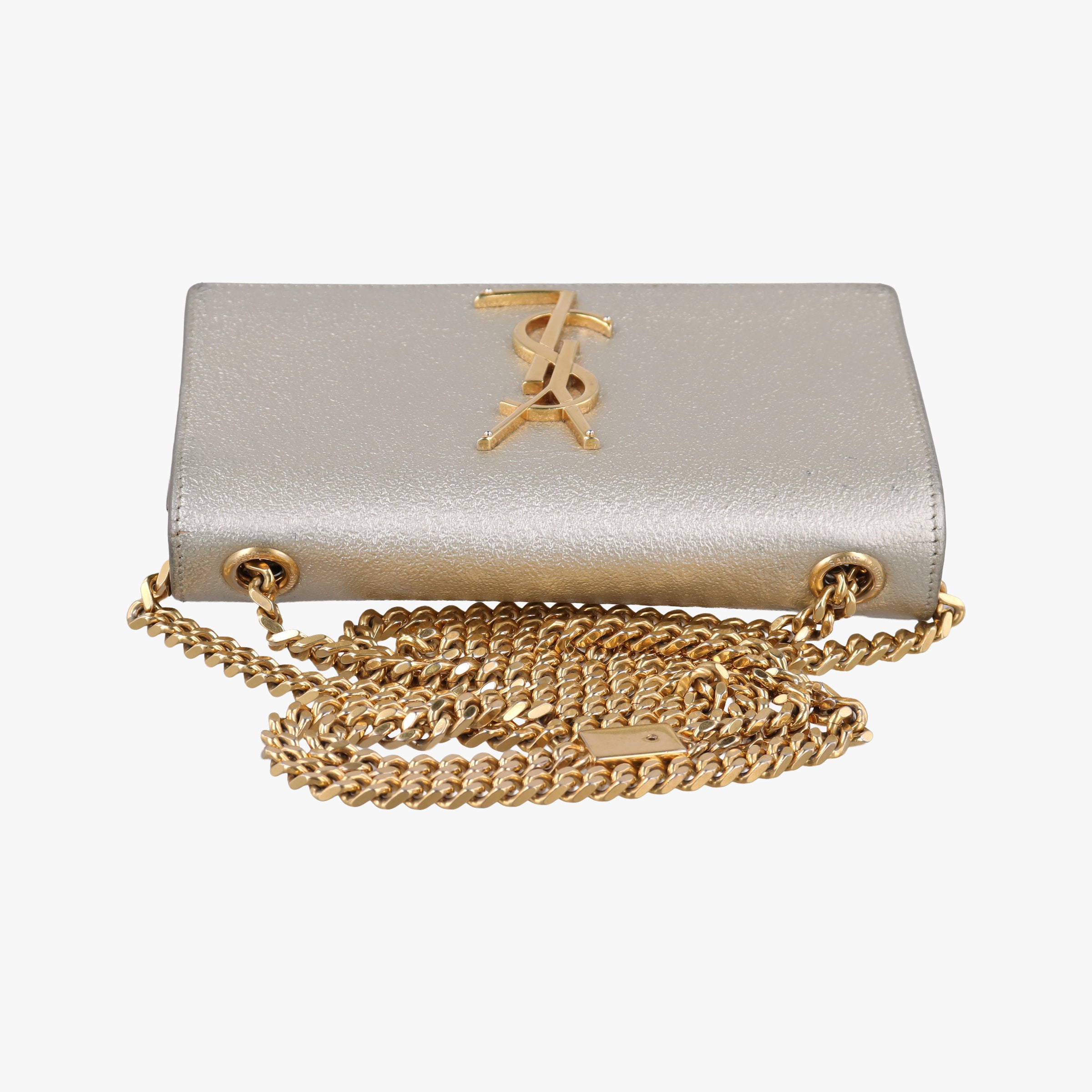 Pre-owned Yves Saint Laurent KATE Golden Leather 354121 shoulderbag | stylenewstar
