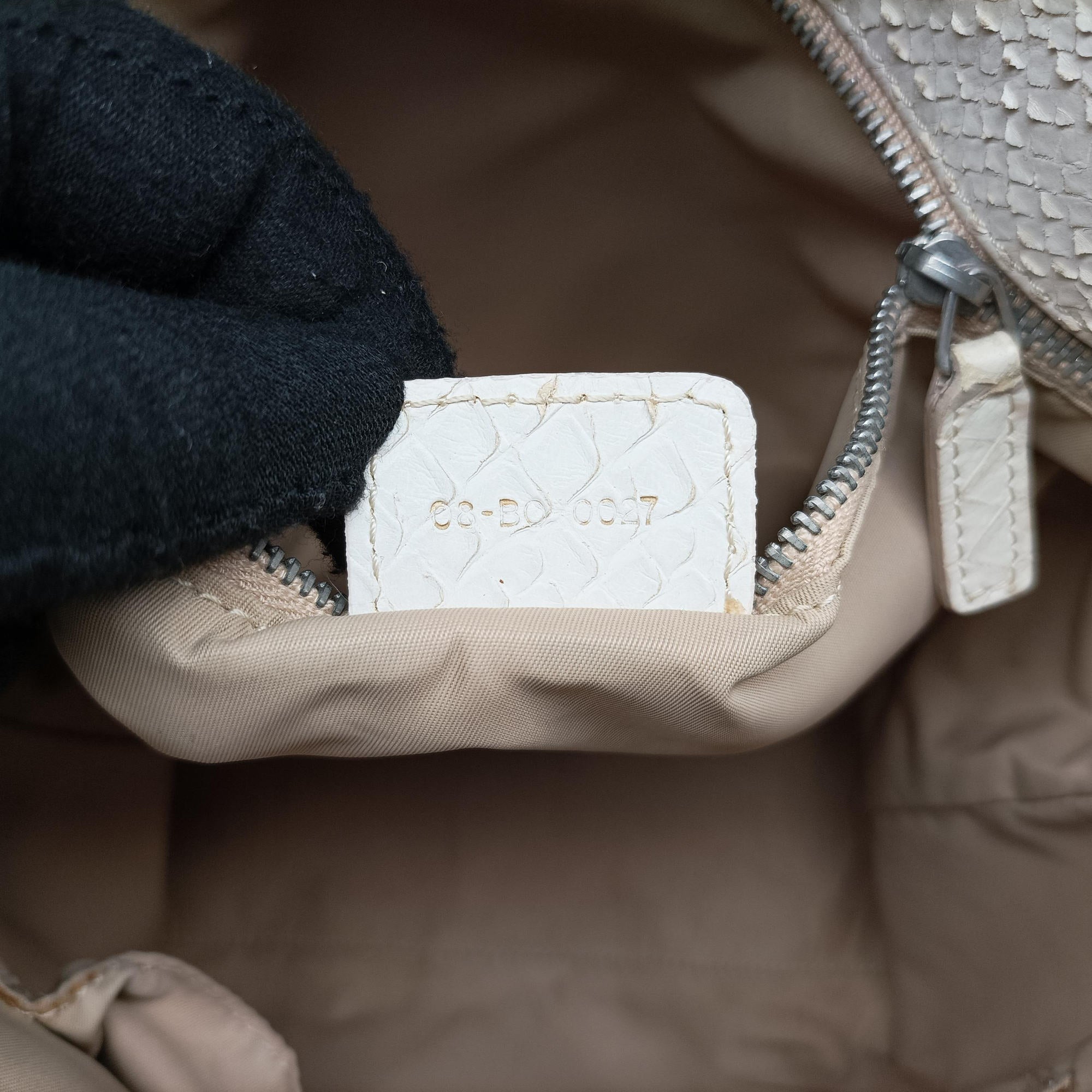 Pre-owned Christian Dior Street Chic Beige x White Canvas x Snake Leather  handbag | stylenewstar