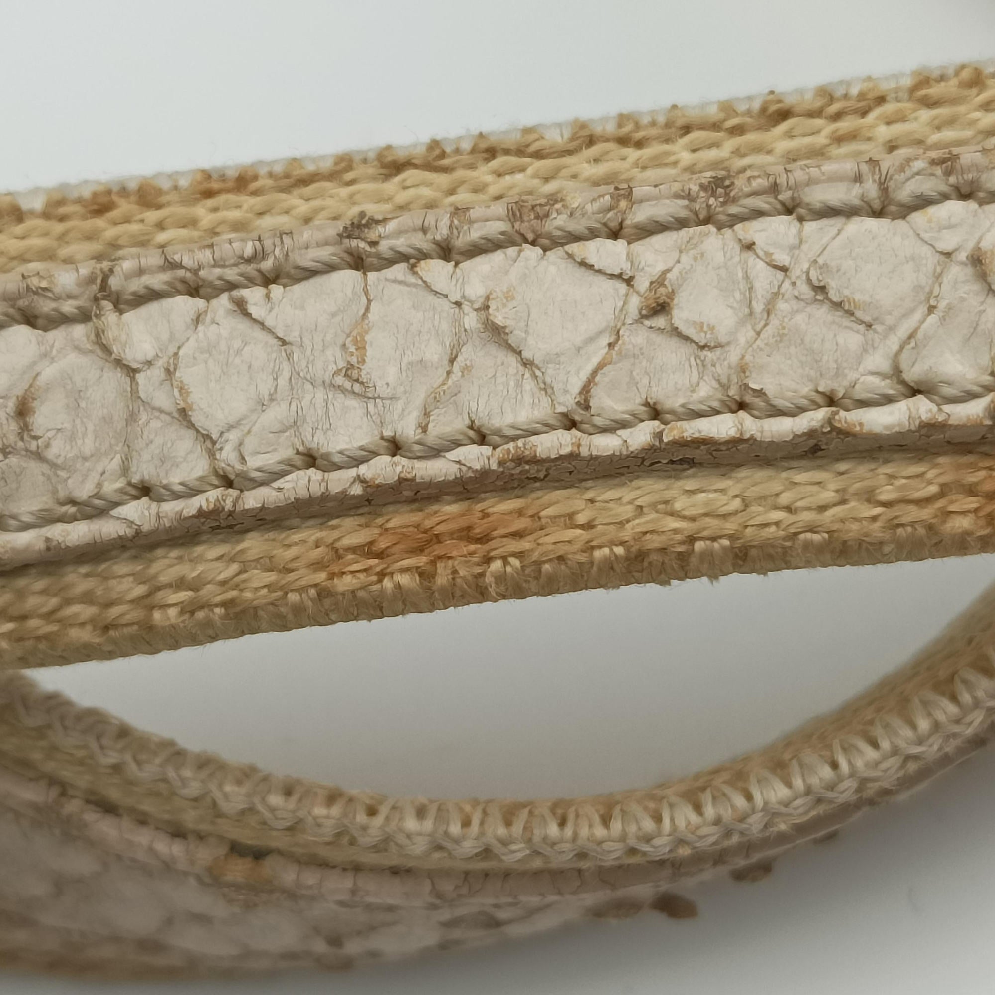 Pre-owned Christian Dior Street Chic Beige x White Canvas x Snake Leather  handbag | stylenewstar