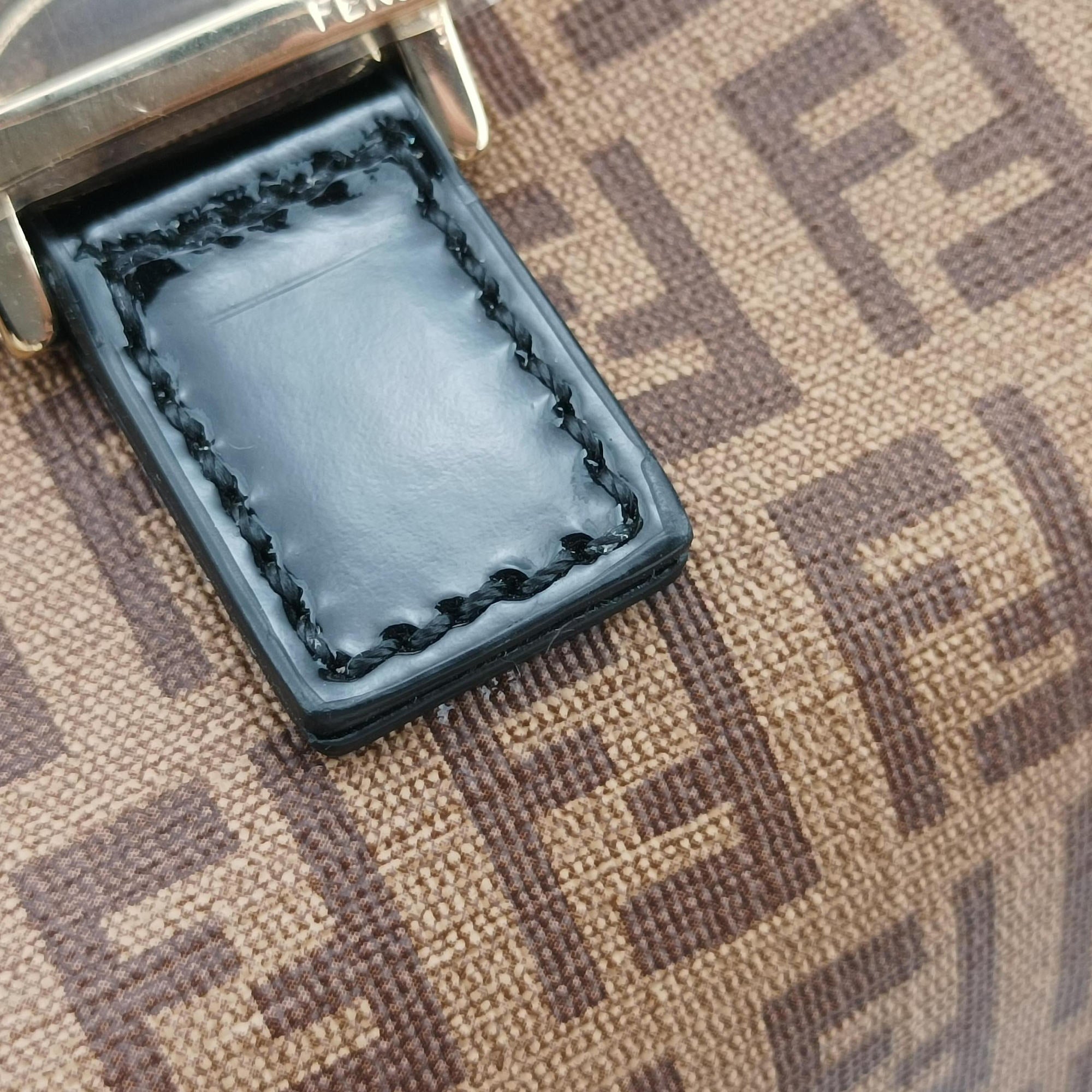 Pre-owned Fendi Zucchino Boston Brown×Black PVC Coated Canvas×Patent 8BL068 handbag | stylenewstar