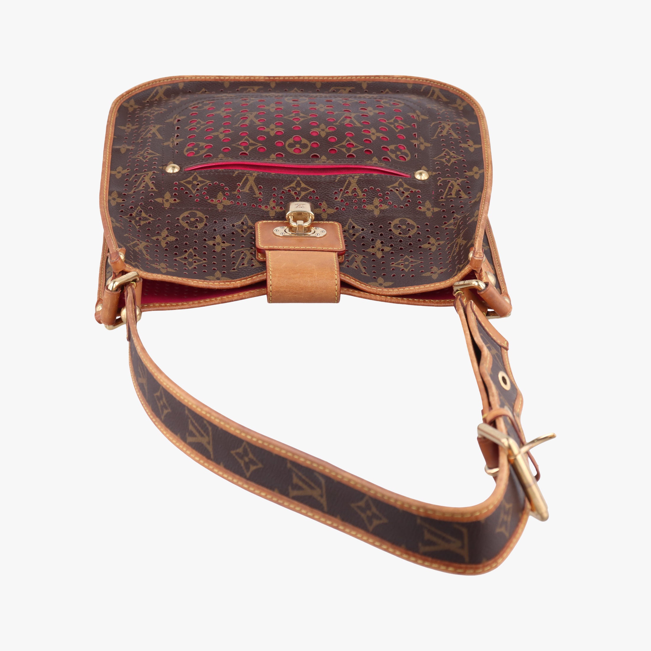 Pre-owned Louis Vuitton Musette brown×FUCHSIA Monogram Perforated M95172 shoulderbag | stylenewstar