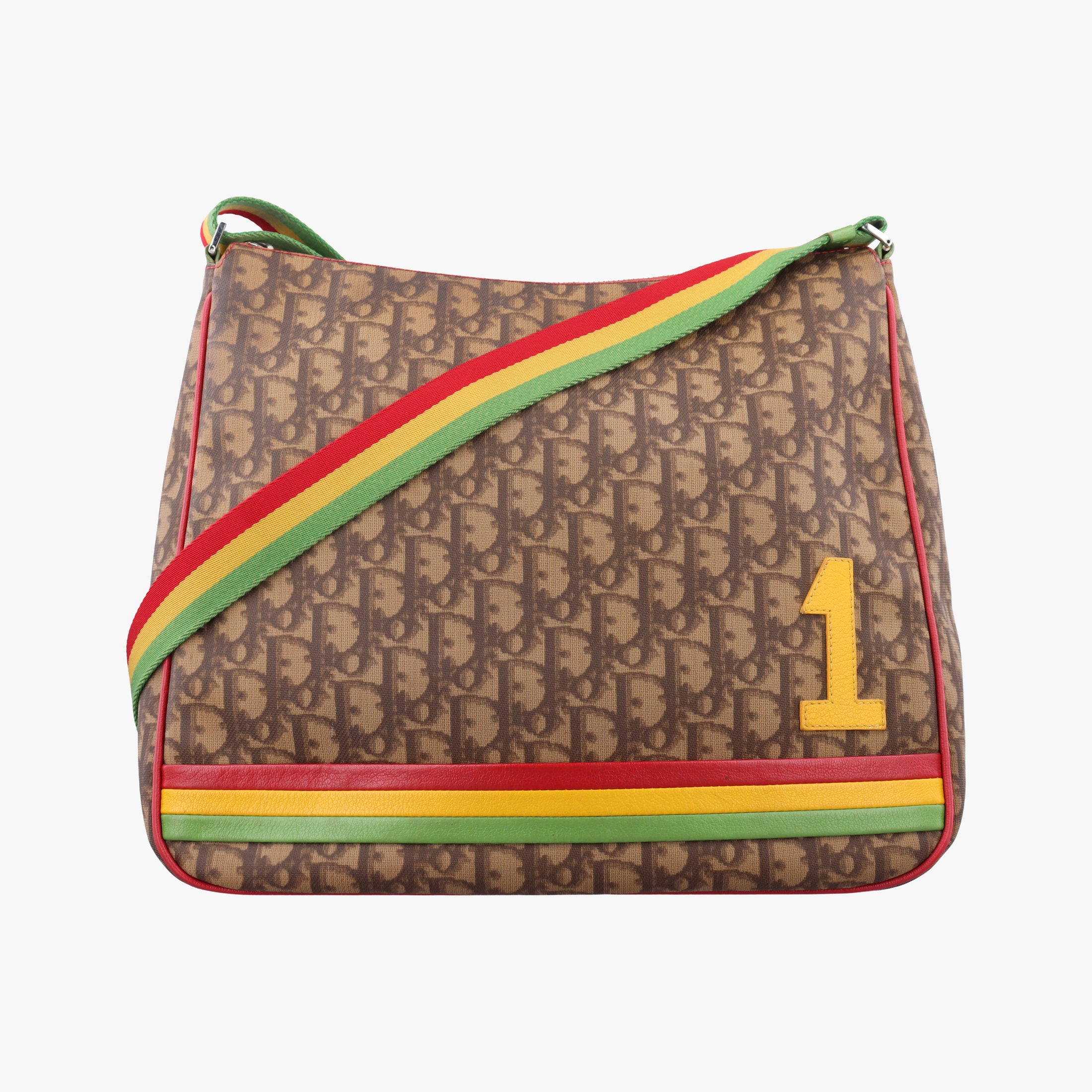 Pre-owned Christian Dior Rasta Trotter Messenger beige×Multicolour PVC coated canvas x leather  shoulderbag | stylenewstar