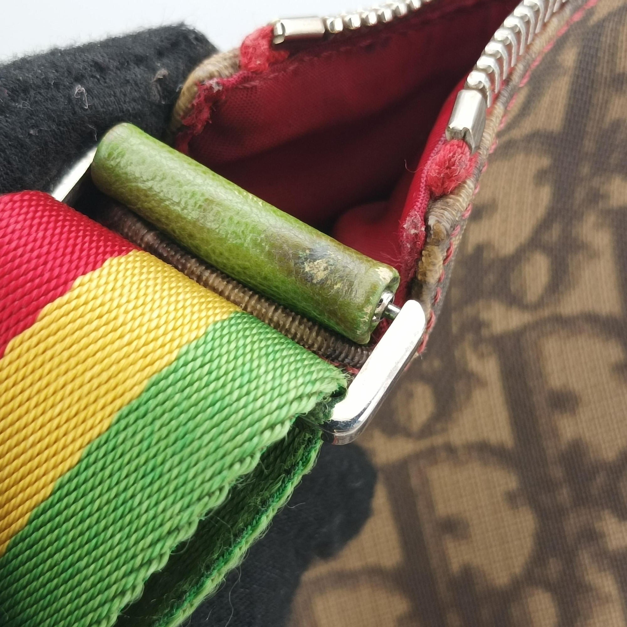 Pre-owned Christian Dior Rasta Trotter Messenger beige×Multicolour PVC coated canvas x leather  shoulderbag | stylenewstar
