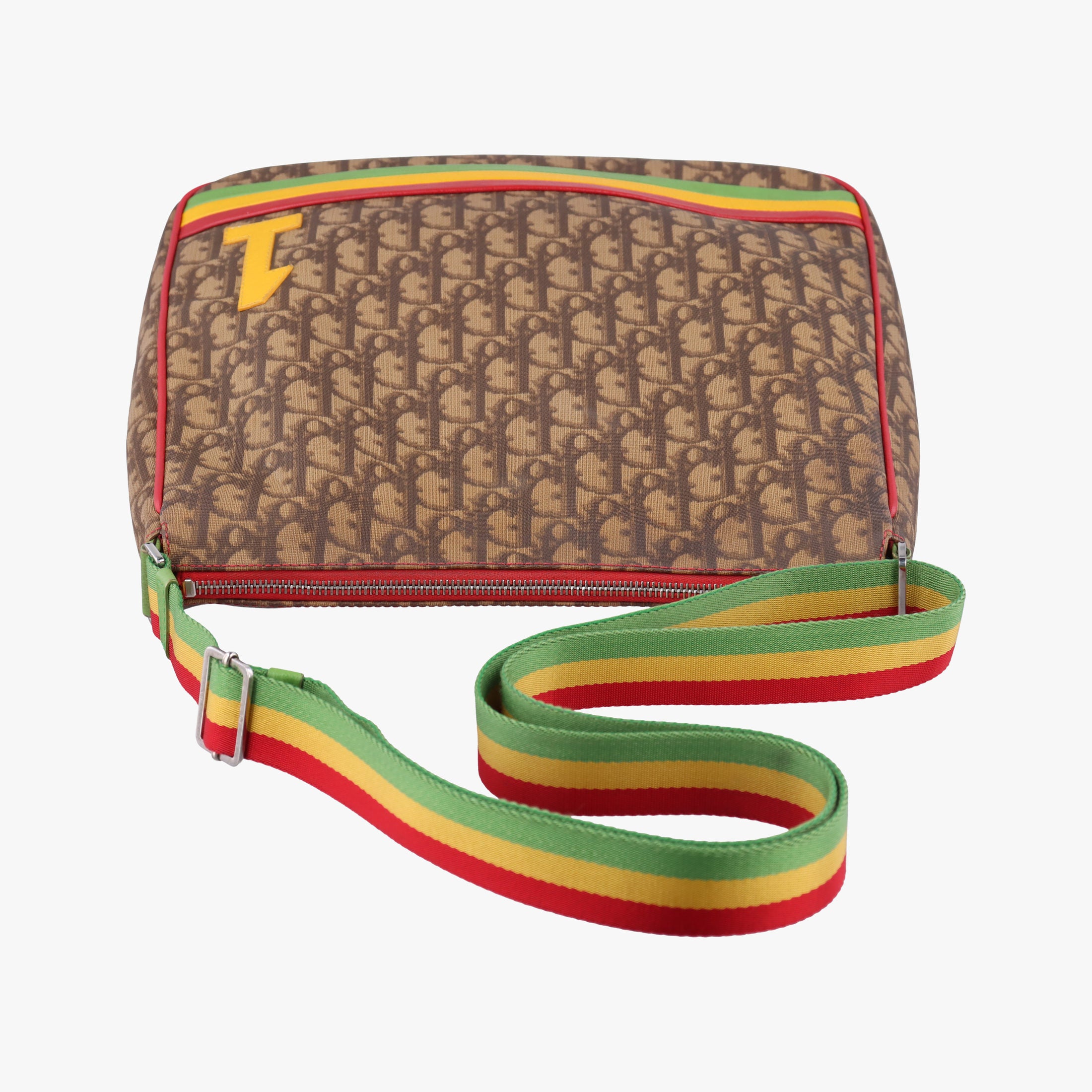 Pre-owned Christian Dior Rasta Trotter Messenger beige×Multicolour PVC coated canvas x leather  shoulderbag | stylenewstar