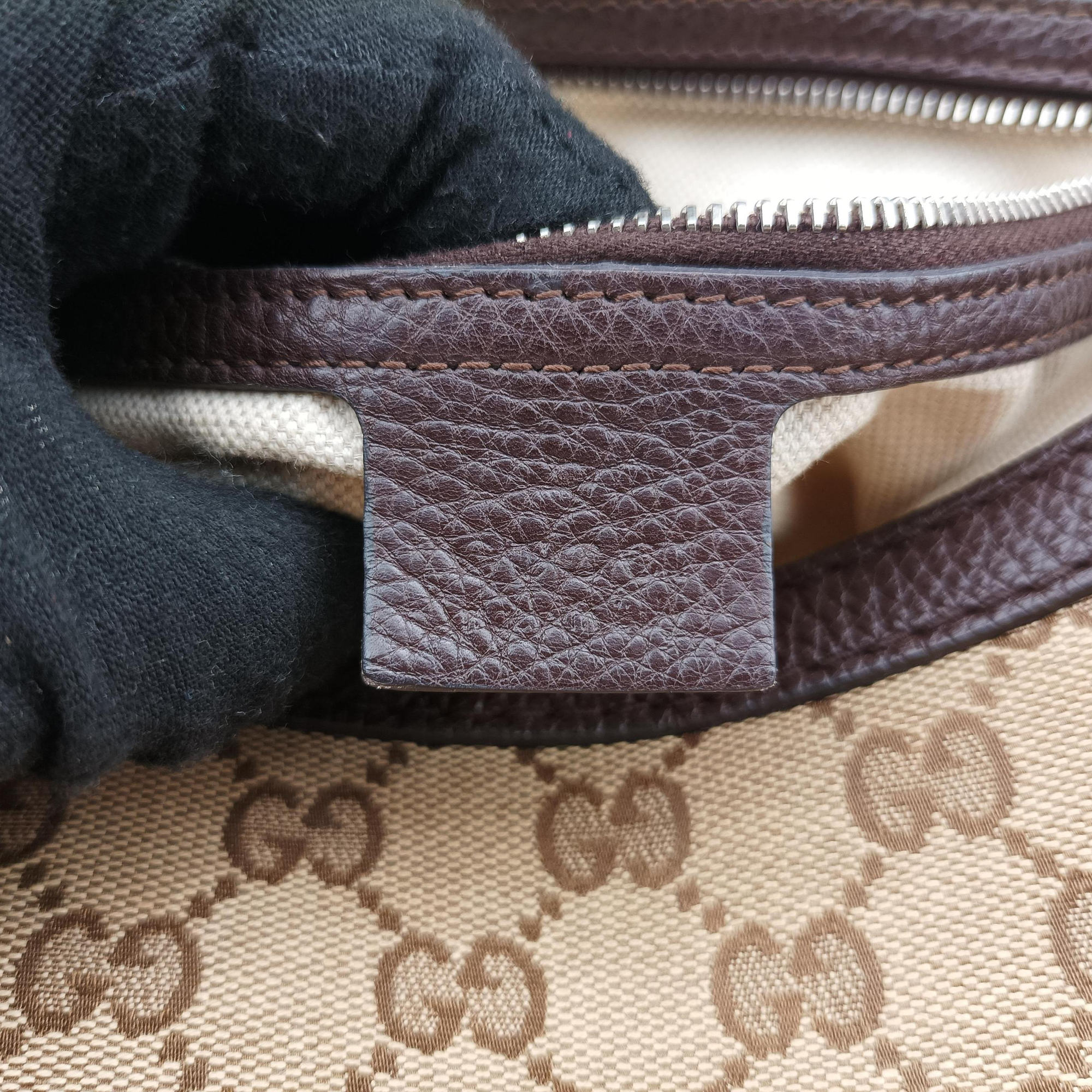 Vintage Gucci Guccissima Techno Horsebit Brown x Burgundy canvas×leather 240236 shoulderbag | stylenewstar