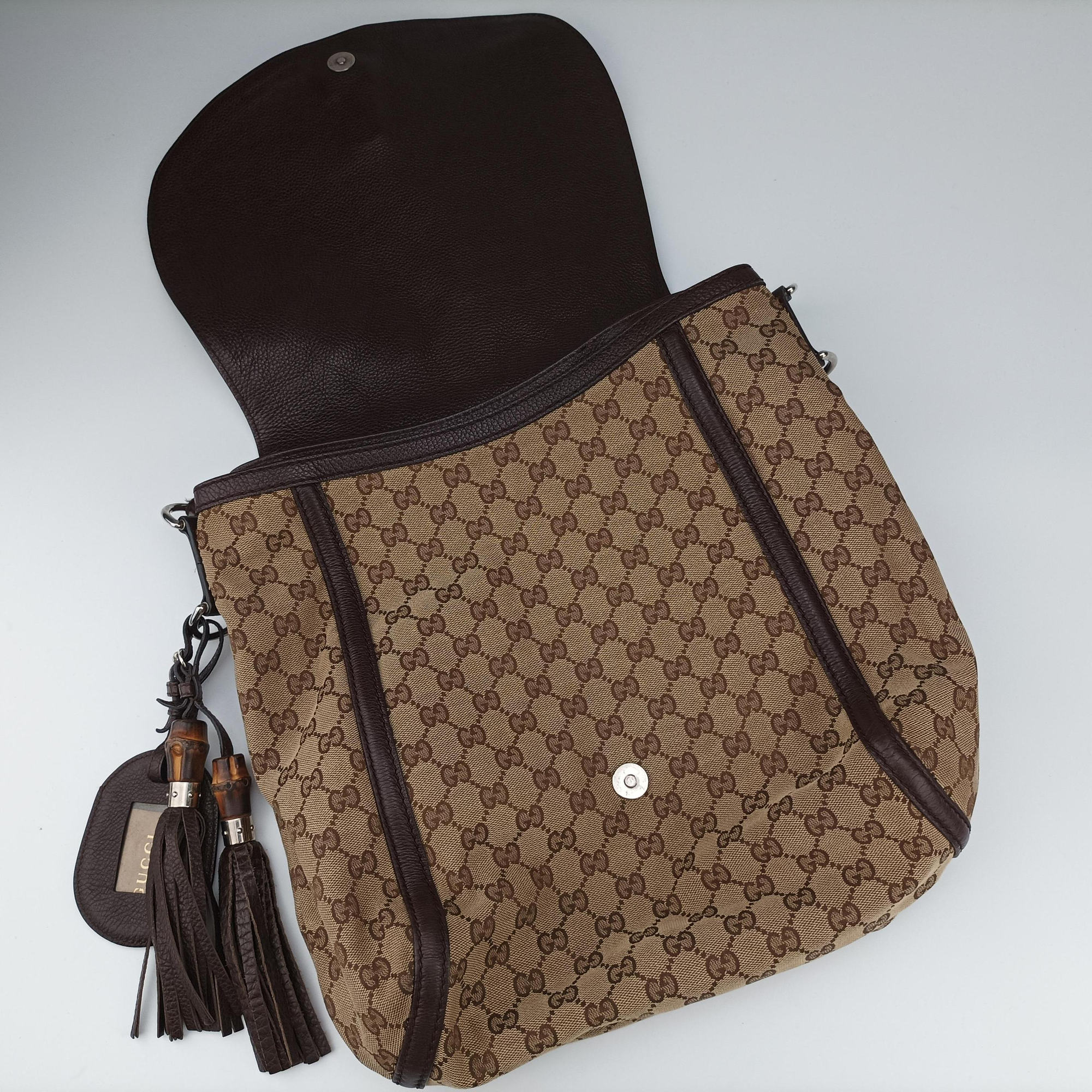 Vintage Gucci Guccissima Techno Horsebit Brown x Burgundy canvas×leather 240236 shoulderbag | stylenewstar