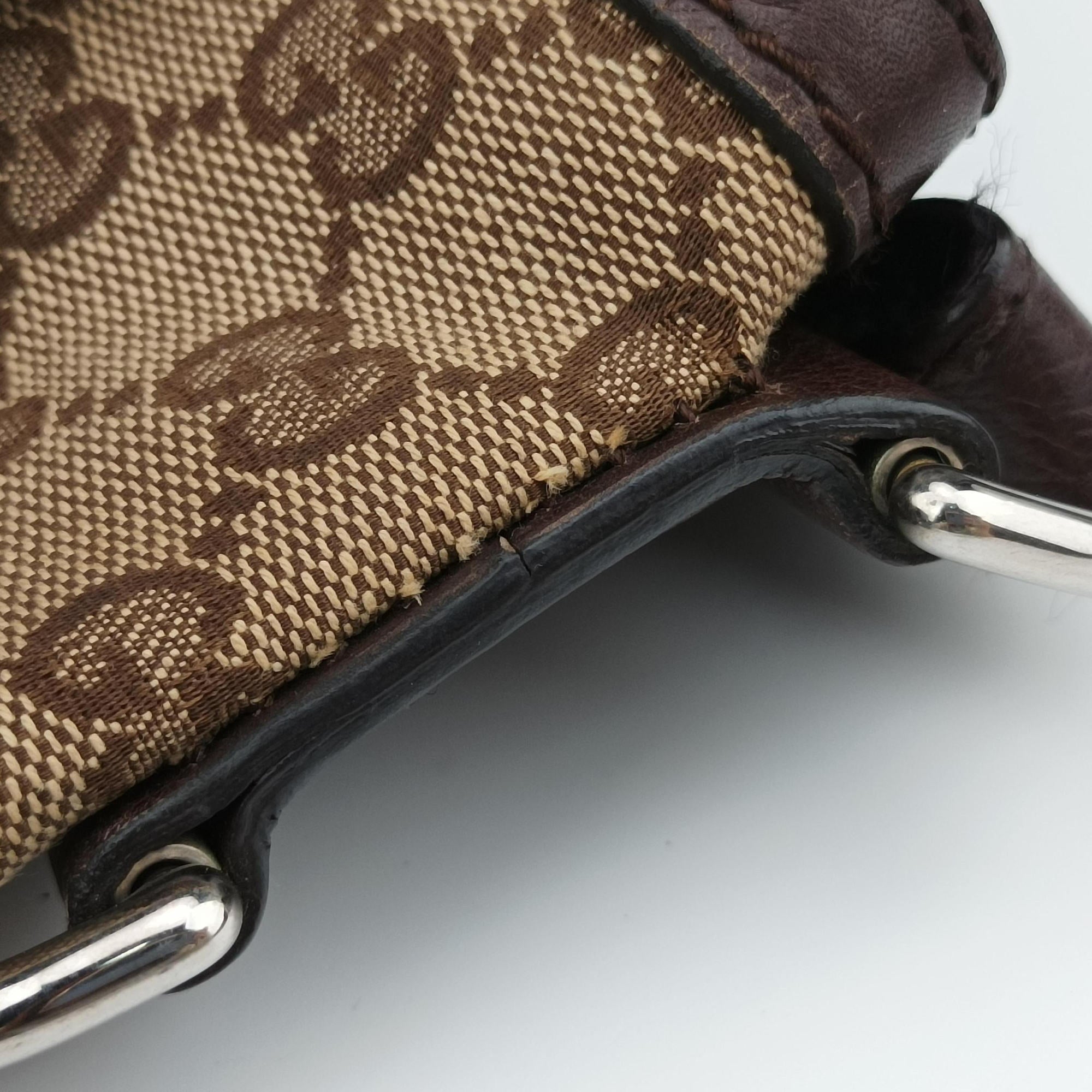 Vintage Gucci Guccissima Techno Horsebit Brown x Burgundy canvas×leather 240236 shoulderbag | stylenewstar