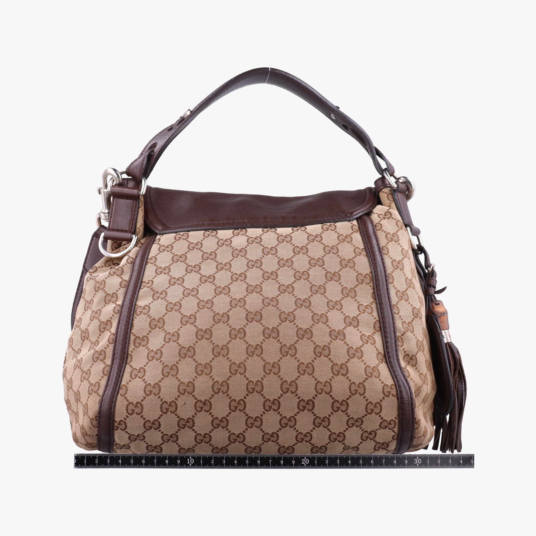 Vintage Gucci Guccissima Techno Horsebit Brown x Burgundy canvas×leather 240236 shoulderbag | stylenewstar