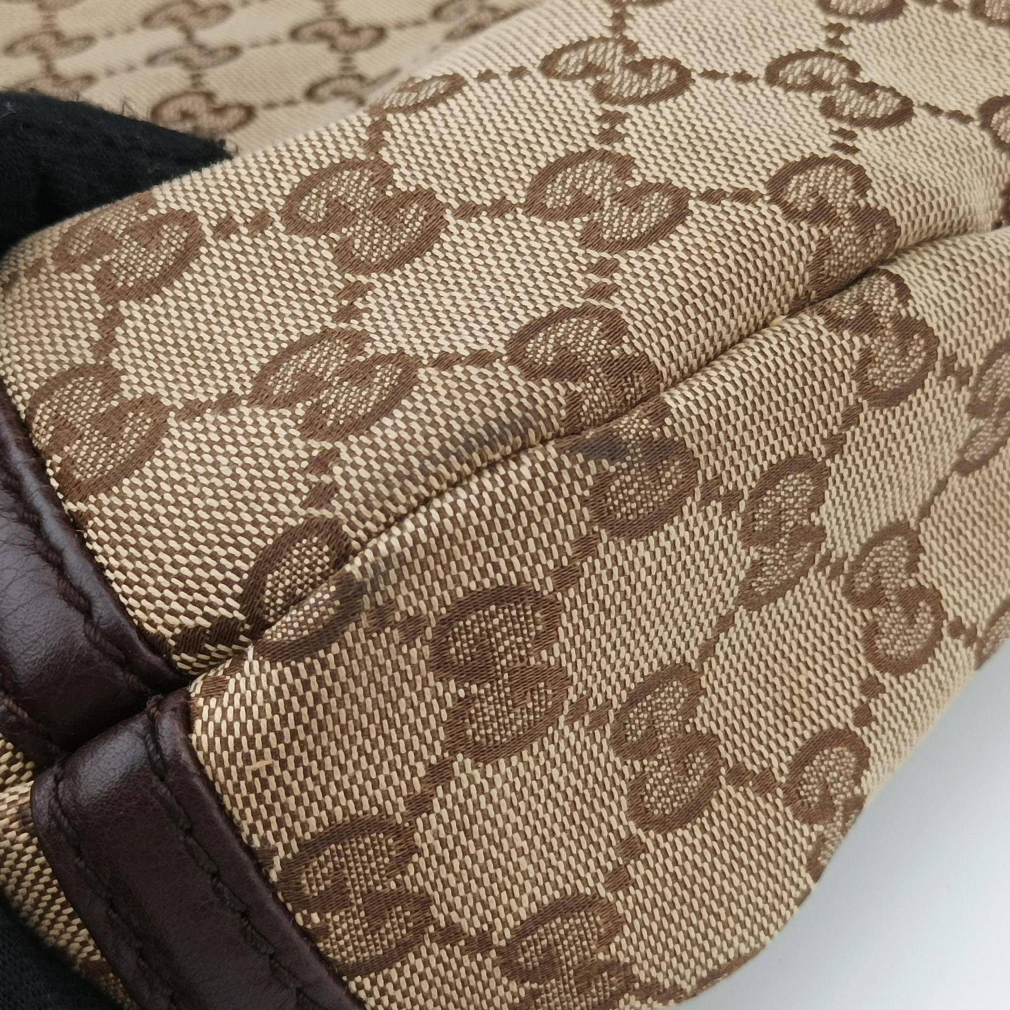 Vintage Gucci Guccissima Techno Horsebit Brown x Burgundy canvas×leather 240236 shoulderbag | stylenewstar