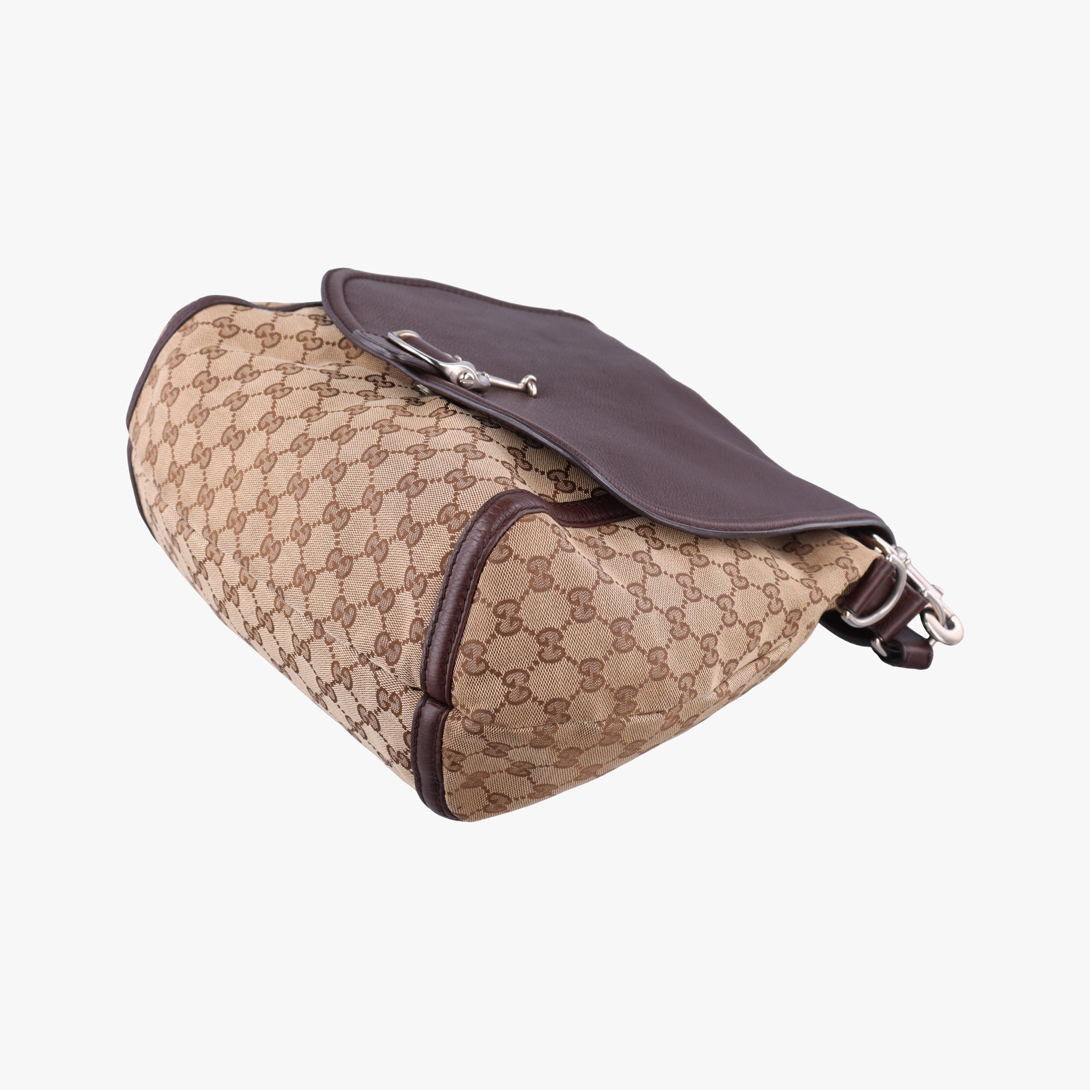 Vintage Gucci Guccissima Techno Horsebit Brown x Burgundy canvas×leather 240236 shoulderbag | stylenewstar