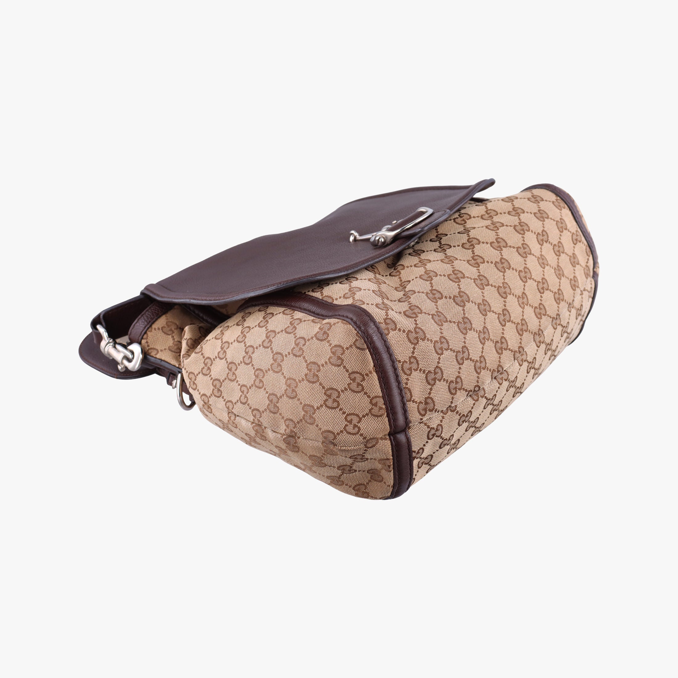 Vintage Gucci Guccissima Techno Horsebit Brown x Burgundy canvas×leather 240236 shoulderbag | stylenewstar