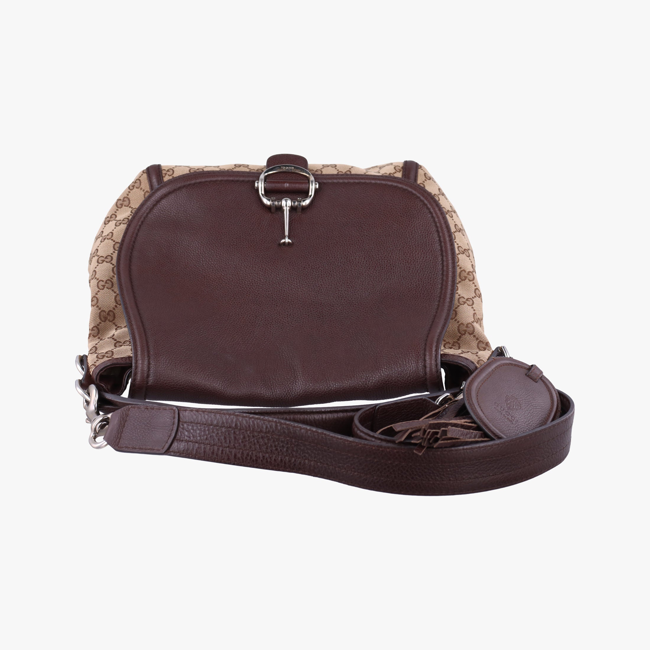 Vintage Gucci Guccissima Techno Horsebit Brown x Burgundy canvas×leather 240236 shoulderbag | stylenewstar