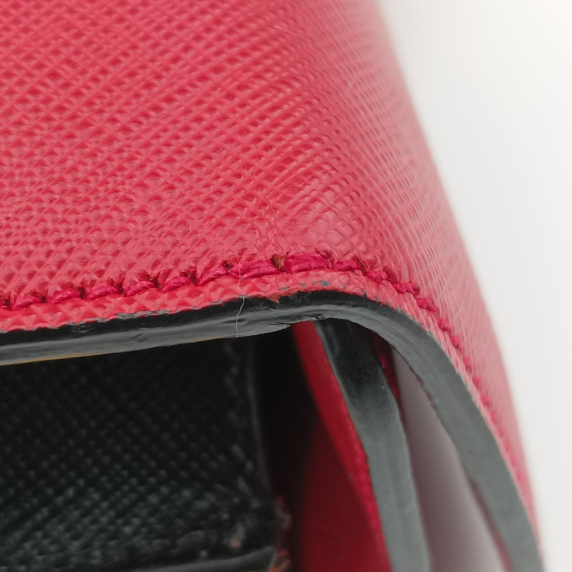 Pre-owned Prada Bicolor Box RedxBlack Saffiano Leather B5043C shoulderbag | stylenewstar