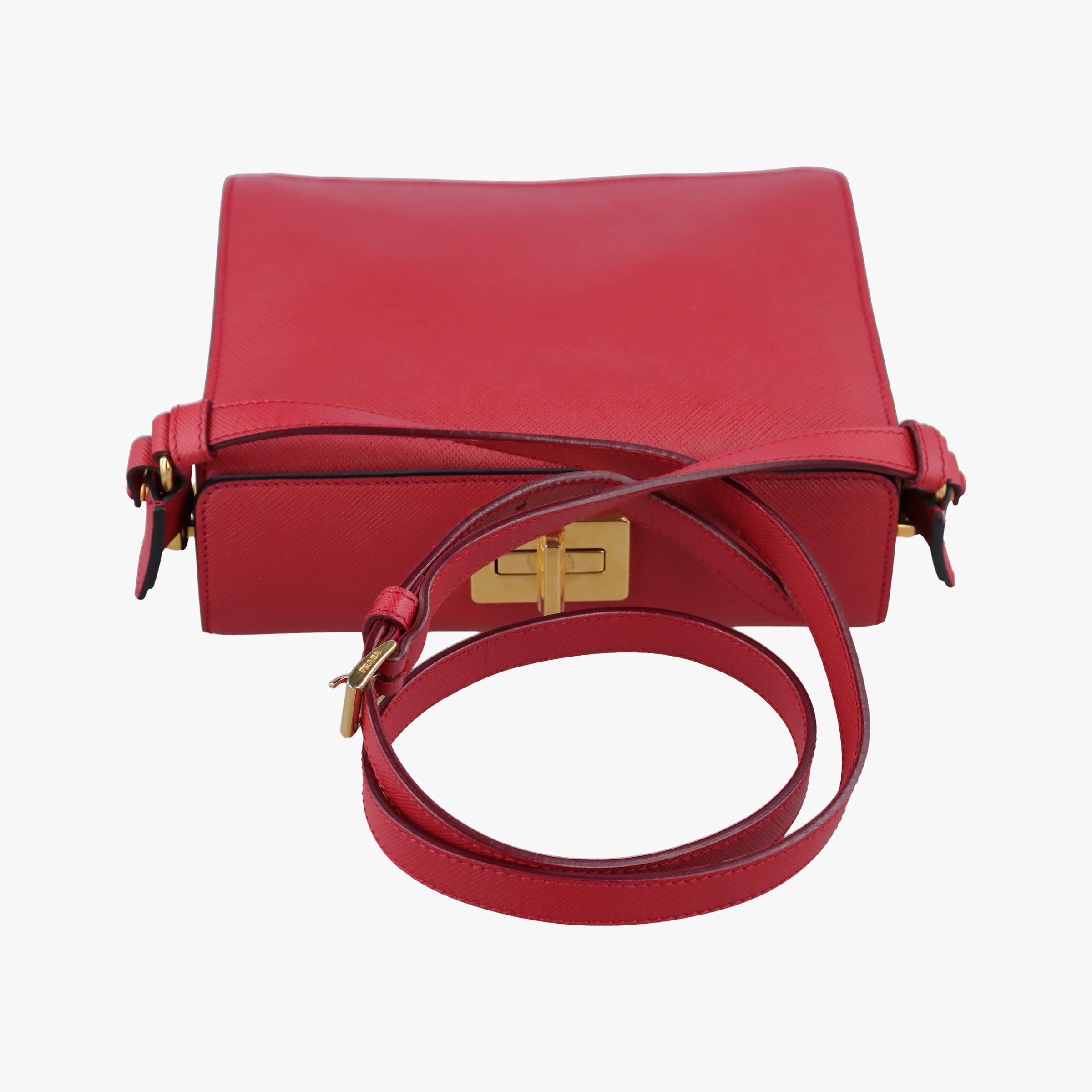 Pre-owned Prada Bicolor Box RedxBlack Saffiano Leather B5043C shoulderbag | stylenewstar