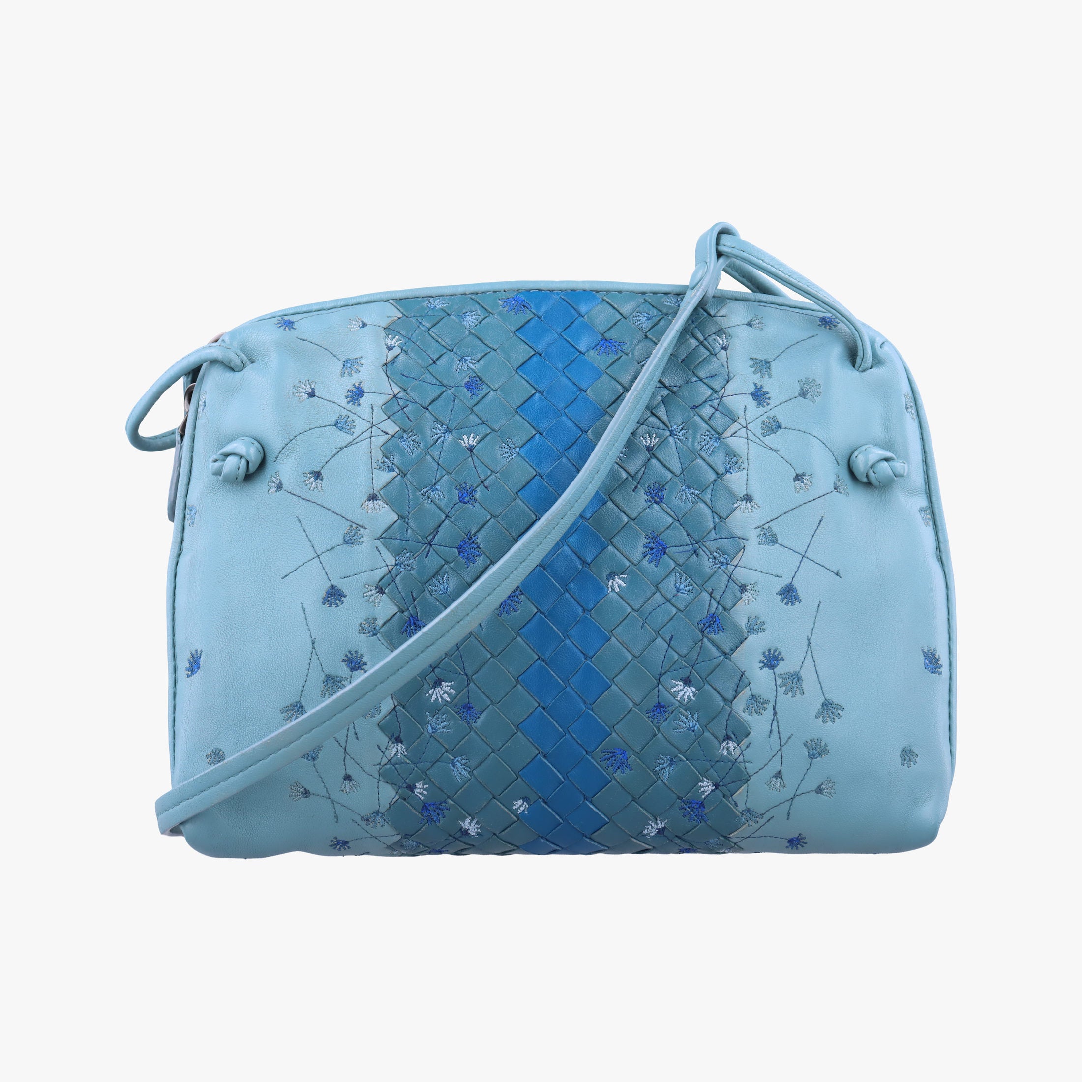 Secondhand Bottega Veneta Intrecciato Floral Nodini Blue lambskin  shoulderbag | stylenewstar