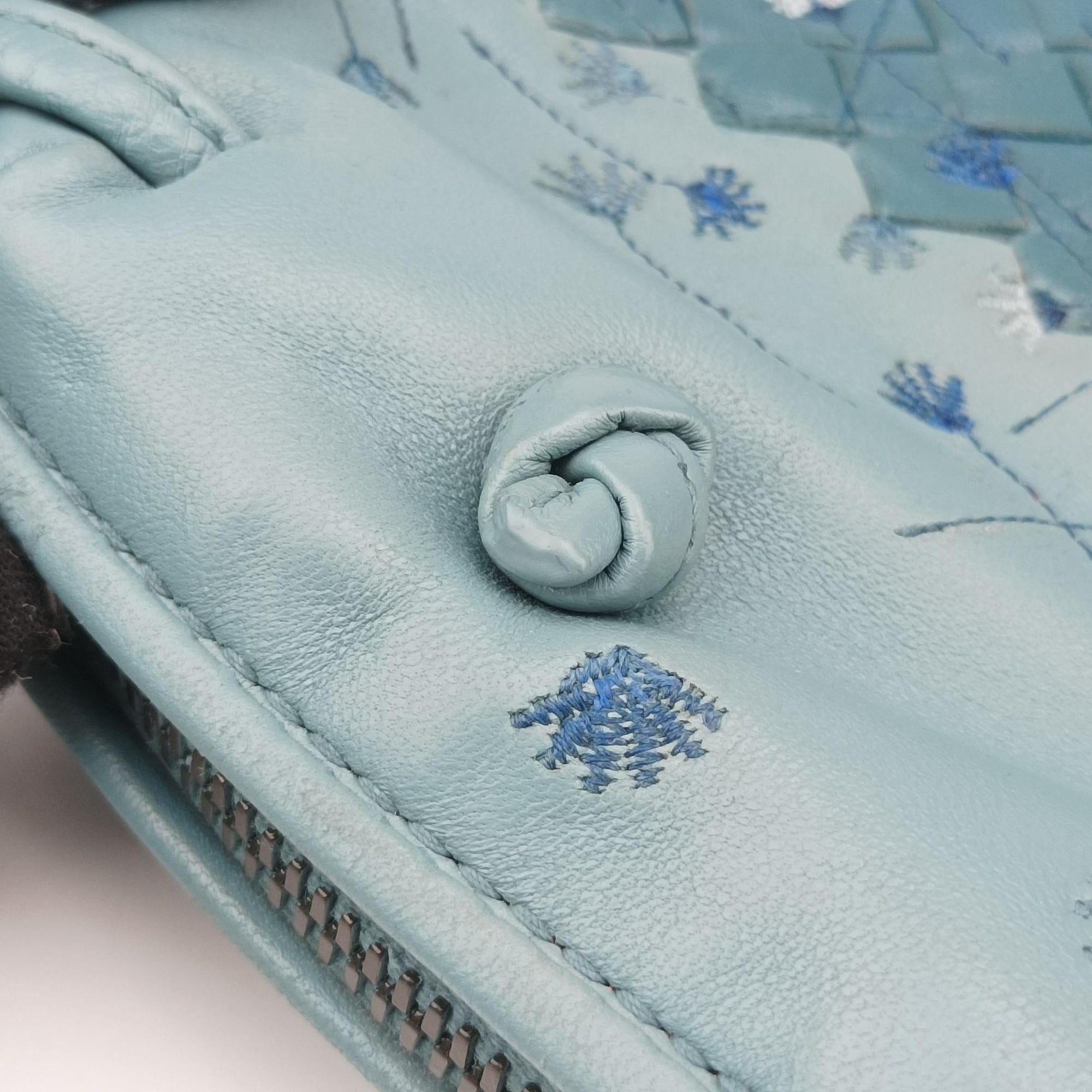 Secondhand Bottega Veneta Intrecciato Floral Nodini Blue lambskin  shoulderbag | stylenewstar