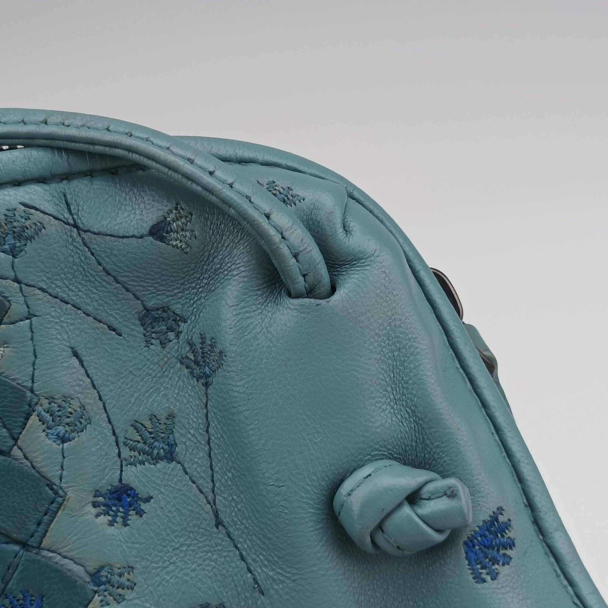 Secondhand Bottega Veneta Intrecciato Floral Nodini Blue lambskin  shoulderbag | stylenewstar