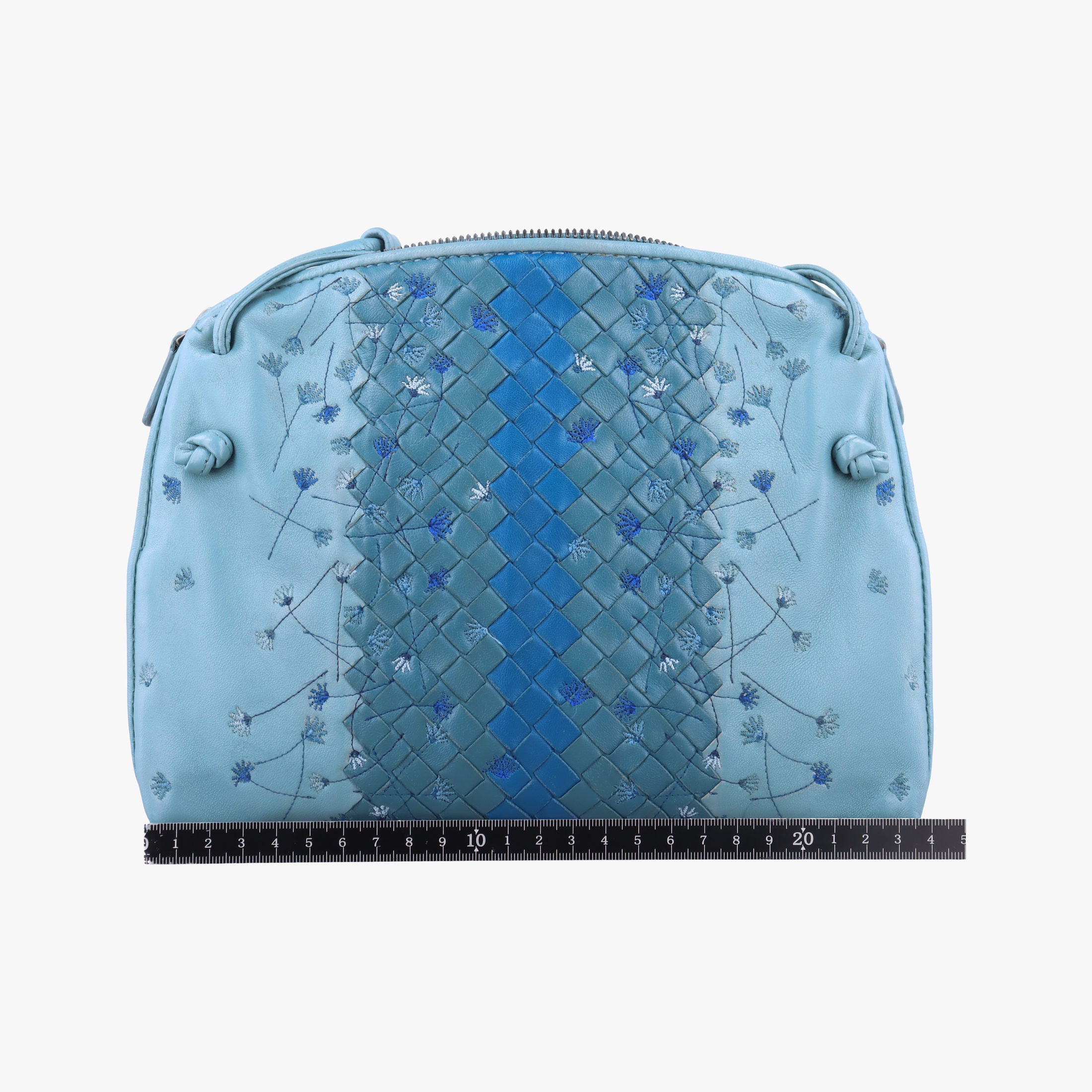 Secondhand Bottega Veneta Intrecciato Floral Nodini Blue lambskin  shoulderbag | stylenewstar