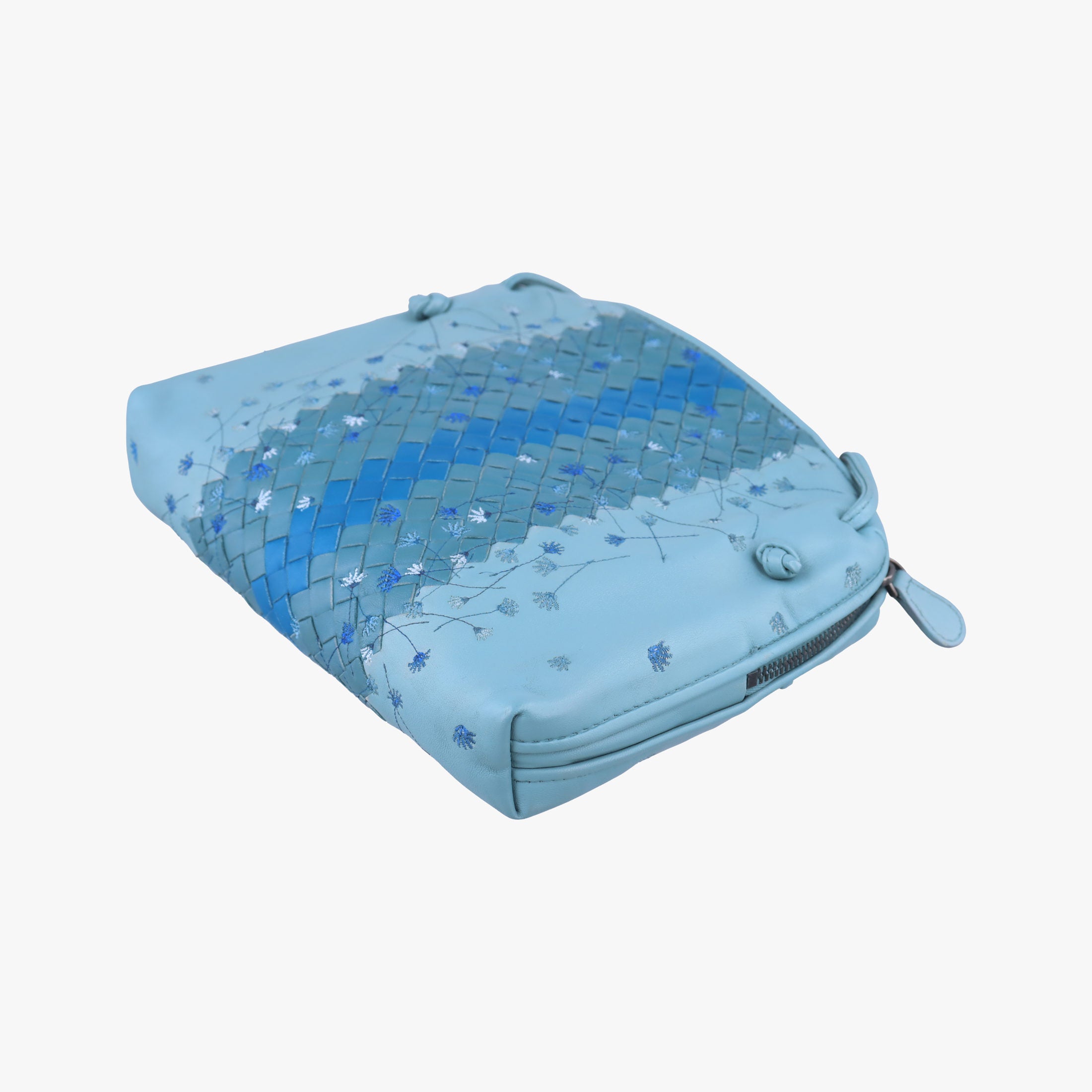 Secondhand Bottega Veneta Intrecciato Floral Nodini Blue lambskin  shoulderbag | stylenewstar