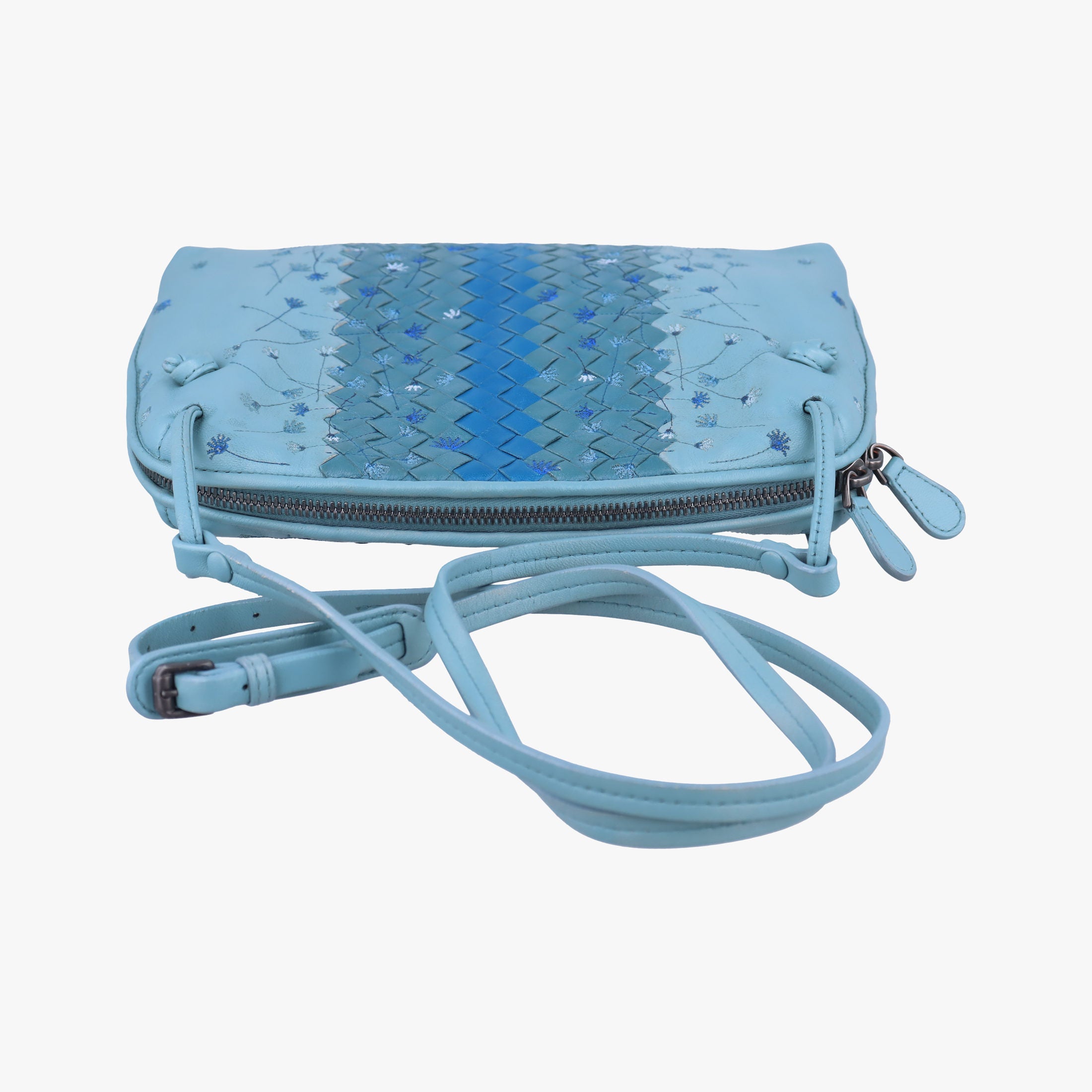 Secondhand Bottega Veneta Intrecciato Floral Nodini Blue lambskin  shoulderbag | stylenewstar