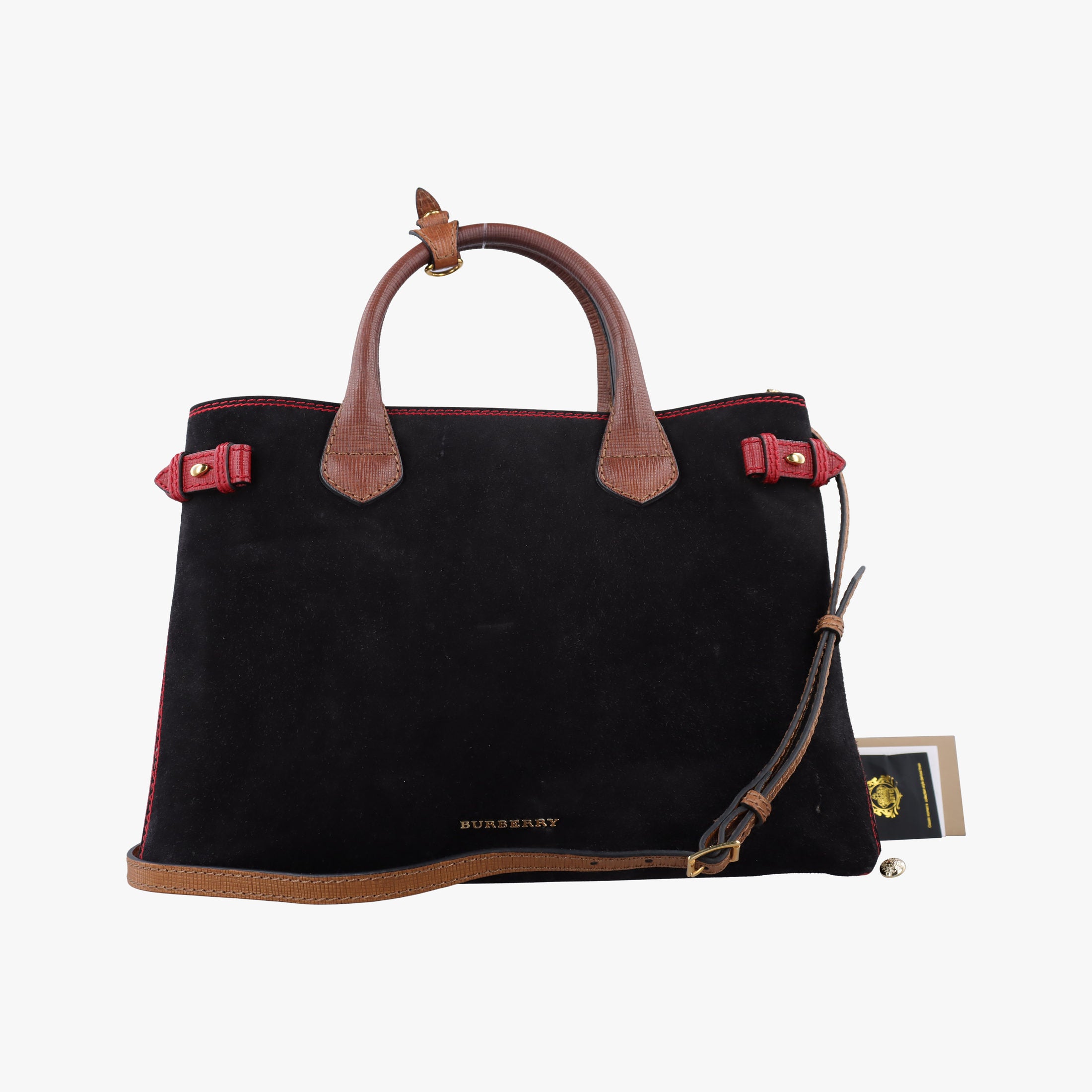 Secondhand Burberry Medium Banner Tote Beige x Red x Black Canvas x Leather x Suede  shoulderbag | stylenewstar