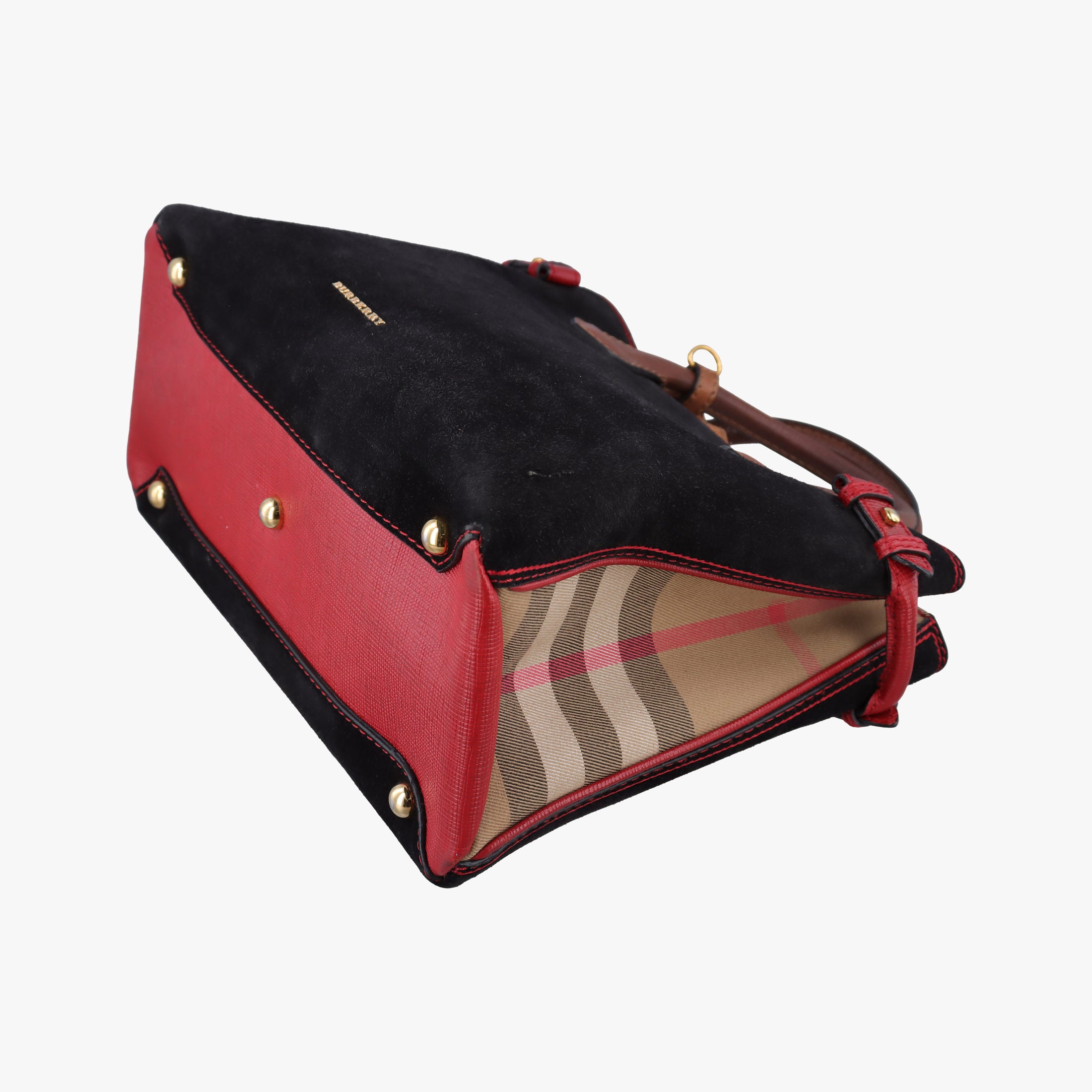 Secondhand Burberry Medium Banner Tote Beige x Red x Black Canvas x Leather x Suede  shoulderbag | stylenewstar