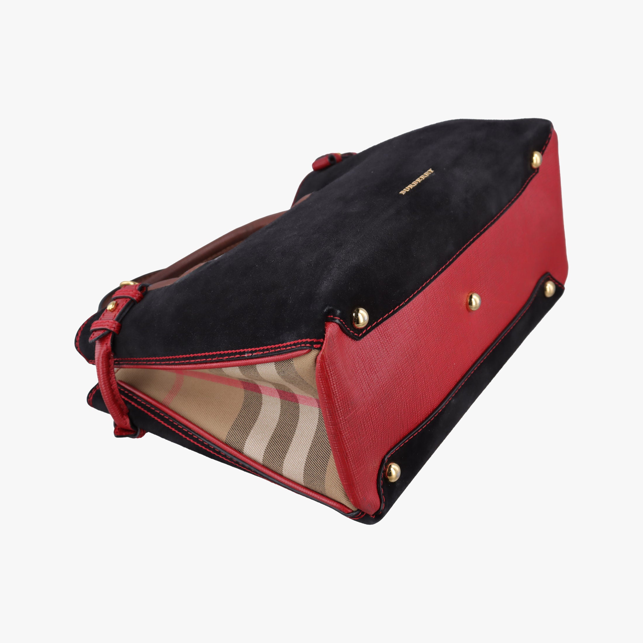 Secondhand Burberry Medium Banner Tote Beige x Red x Black Canvas x Leather x Suede  shoulderbag | stylenewstar