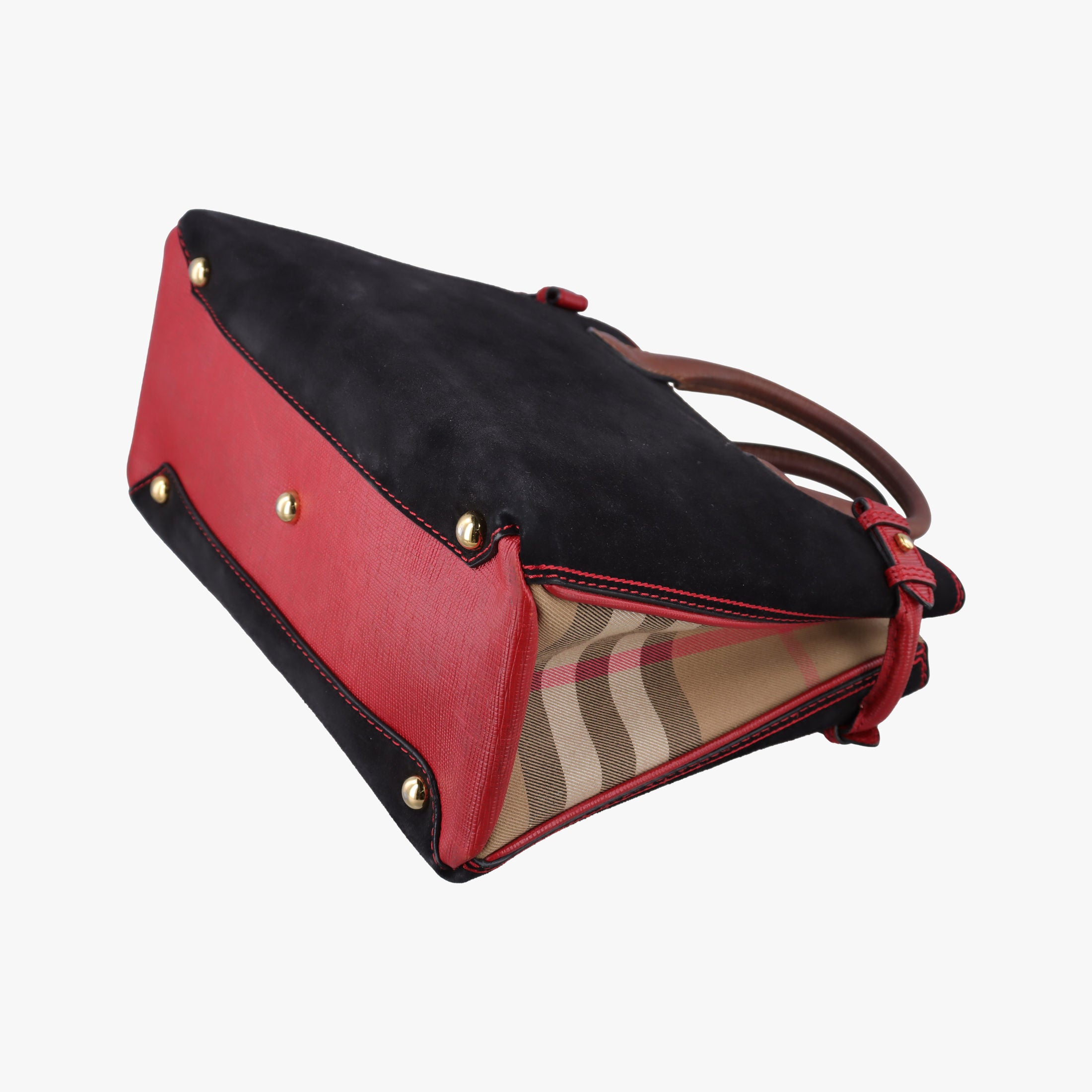 Secondhand Burberry Medium Banner Tote Beige x Red x Black Canvas x Leather x Suede  shoulderbag | stylenewstar