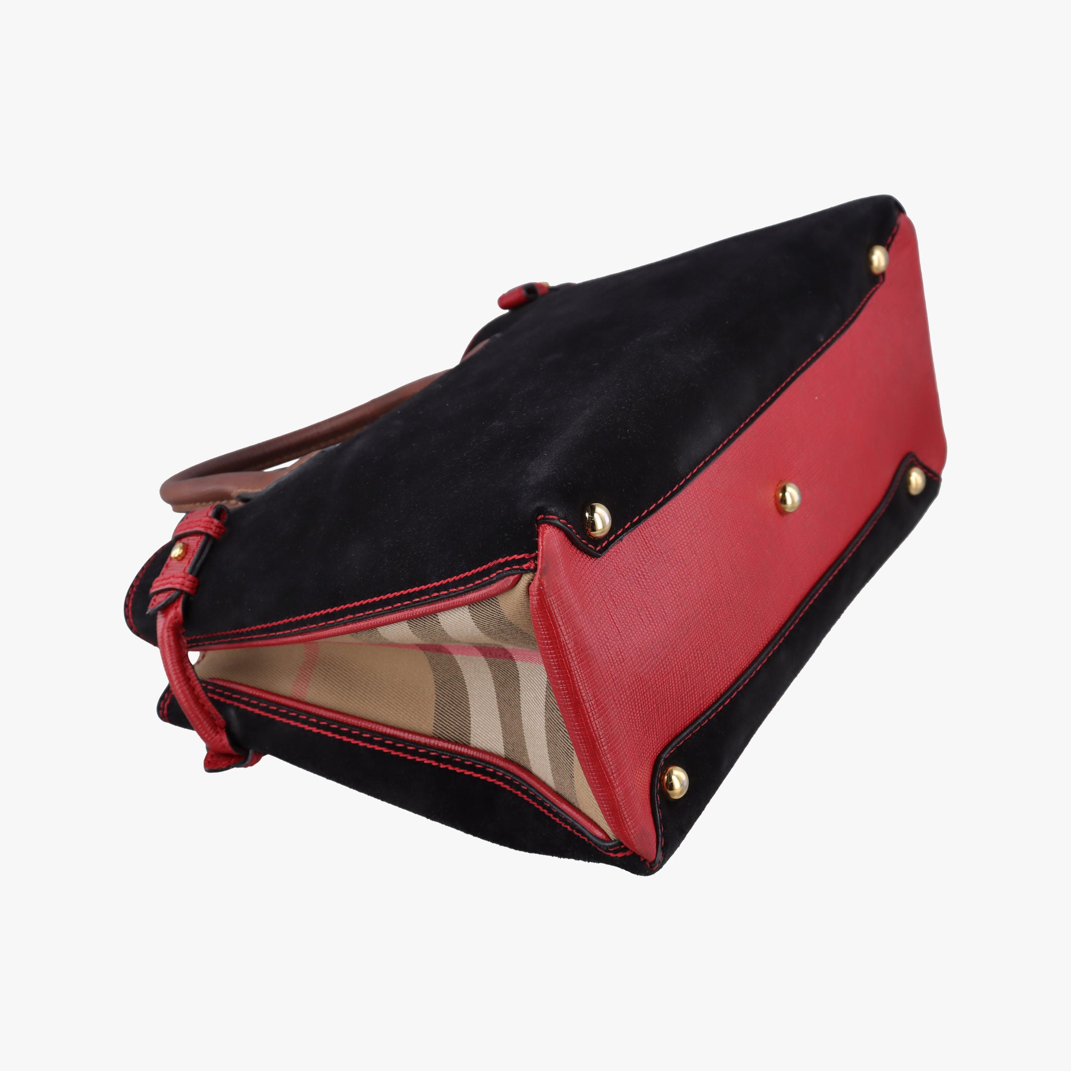 Secondhand Burberry Medium Banner Tote Beige x Red x Black Canvas x Leather x Suede  shoulderbag | stylenewstar