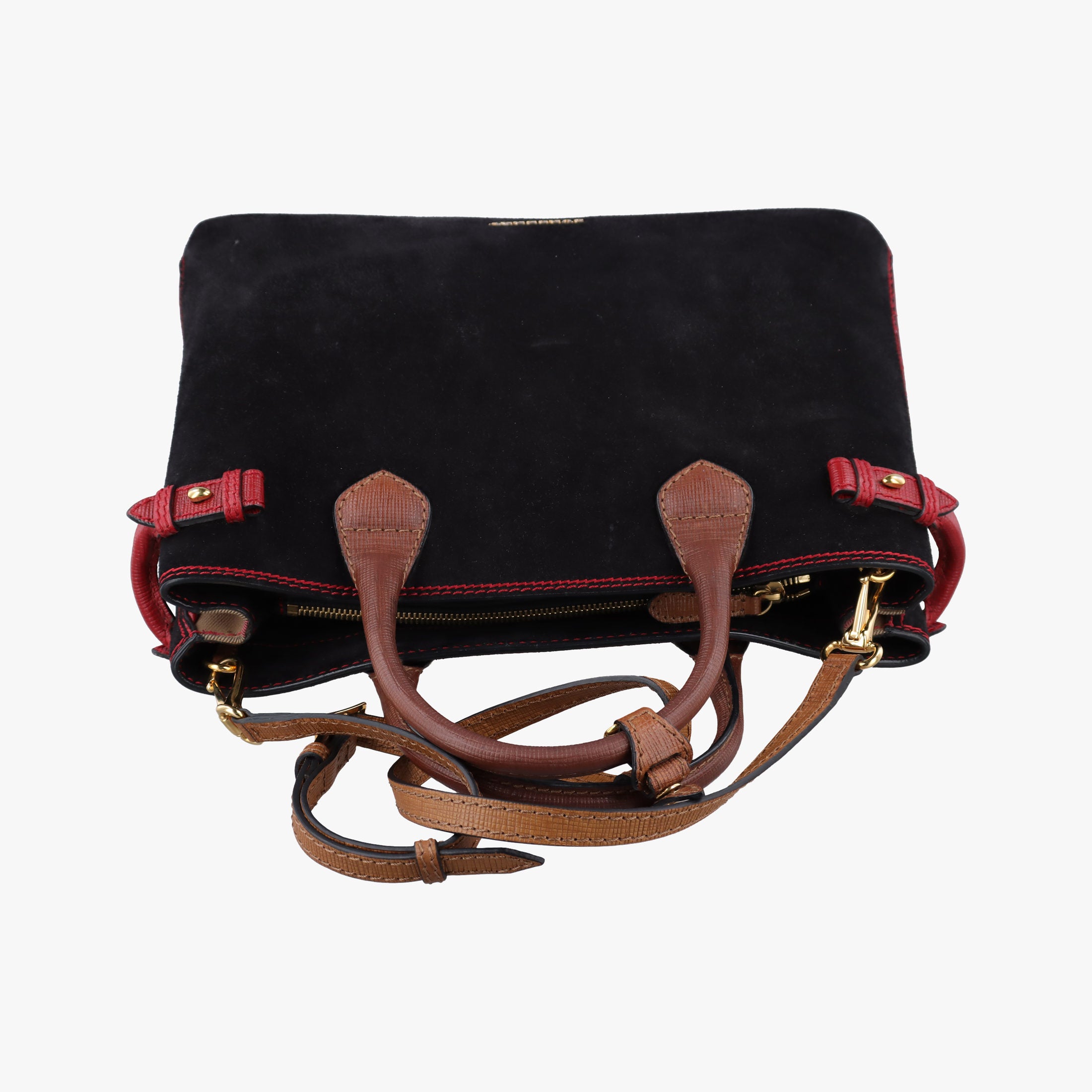 Secondhand Burberry Medium Banner Tote Beige x Red x Black Canvas x Leather x Suede  shoulderbag | stylenewstar