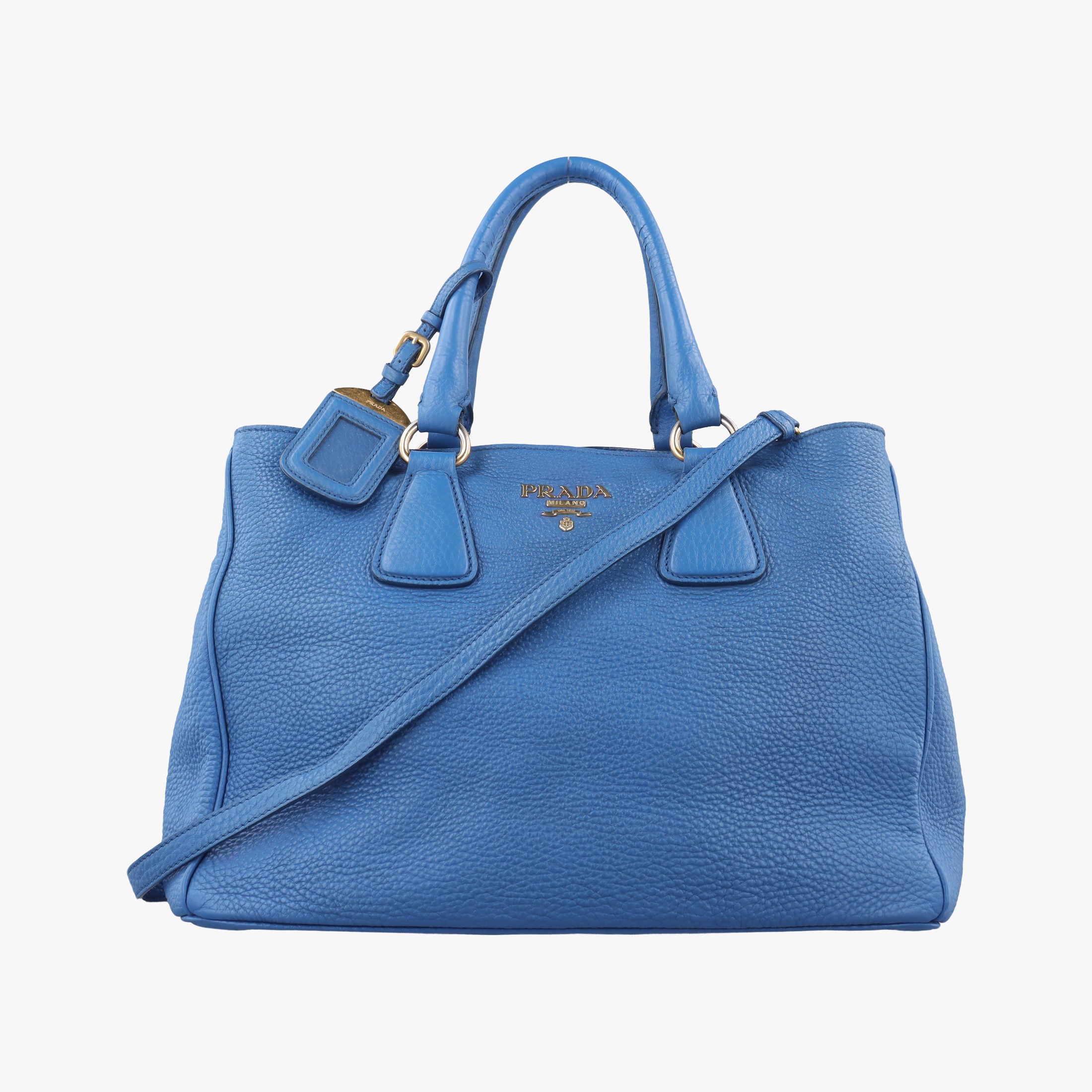 Pre-owned Prada Shopping Tote Blue Leather BN2579 shoulderbag | stylenewstar