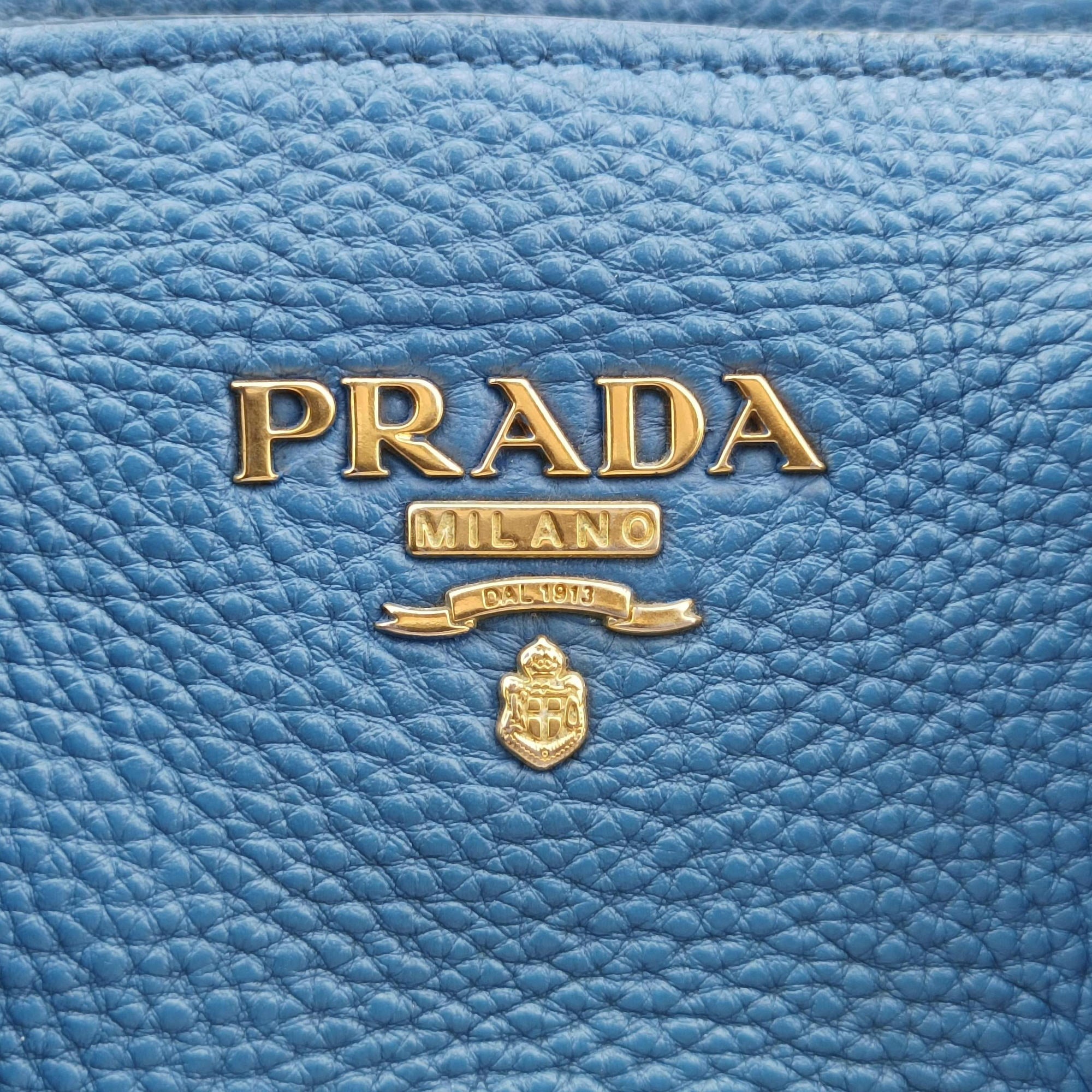 Pre-owned Prada Shopping Tote Blue Leather BN2579 shoulderbag | stylenewstar