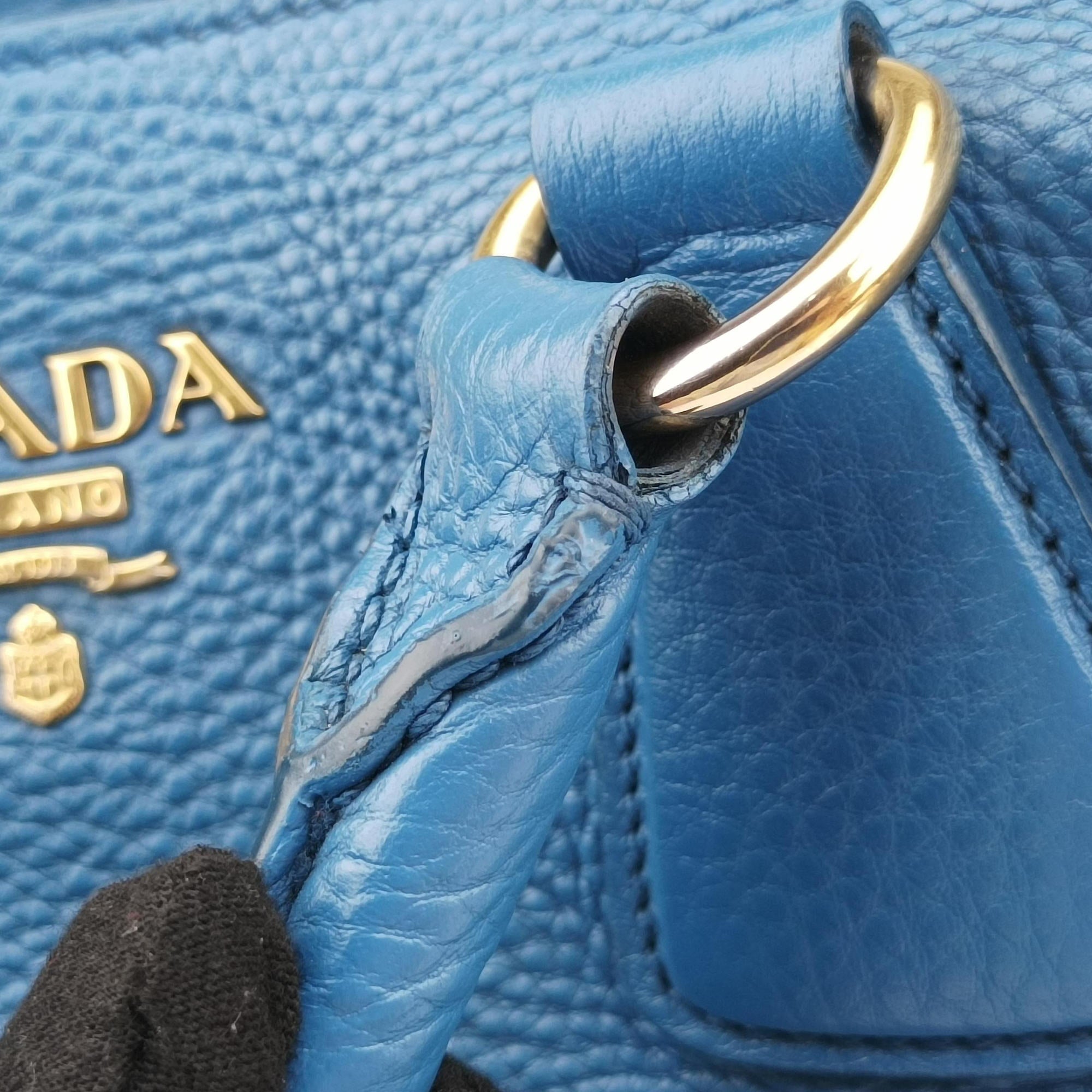 Pre-owned Prada Shopping Tote Blue Leather BN2579 shoulderbag | stylenewstar