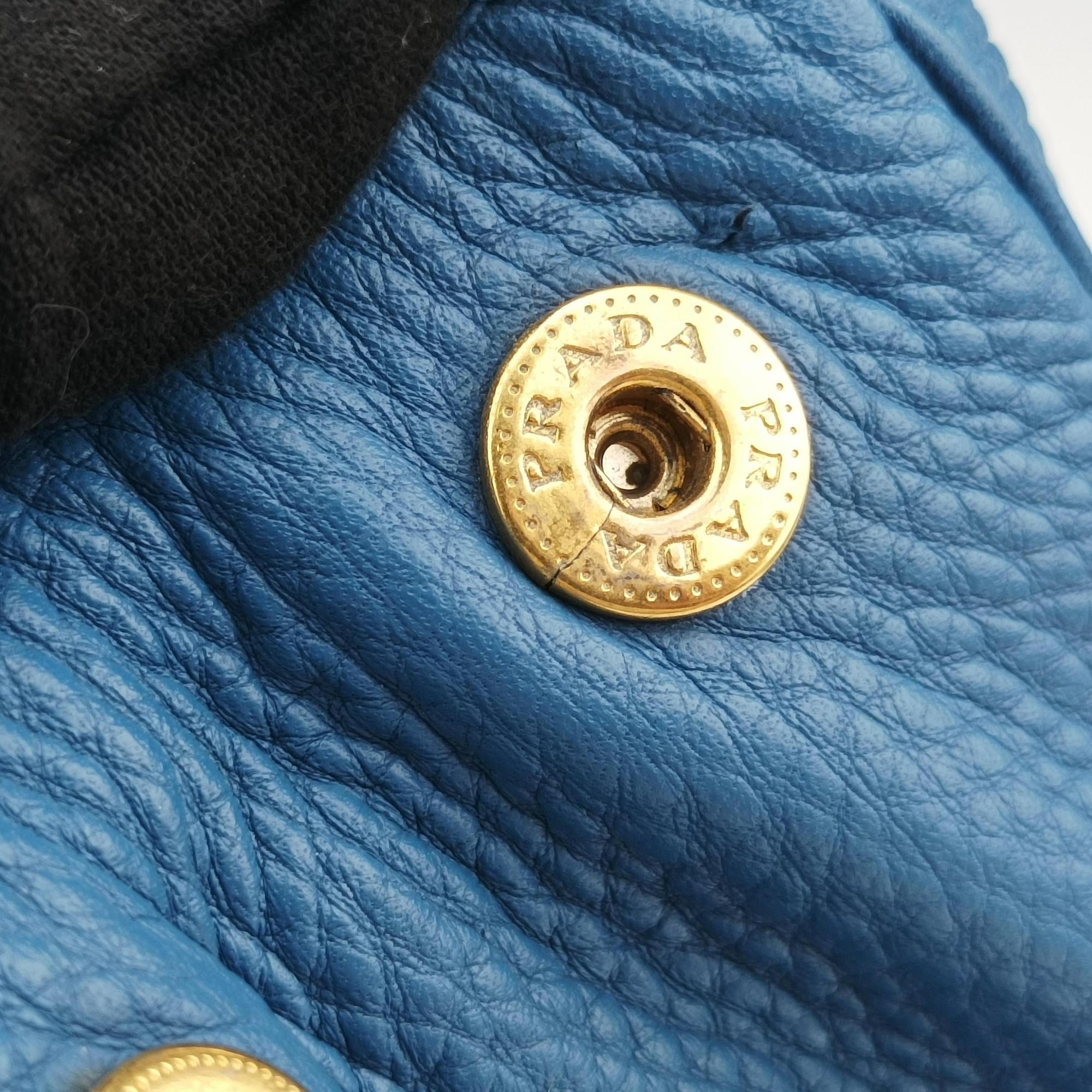 Pre-owned Prada Shopping Tote Blue Leather BN2579 shoulderbag | stylenewstar