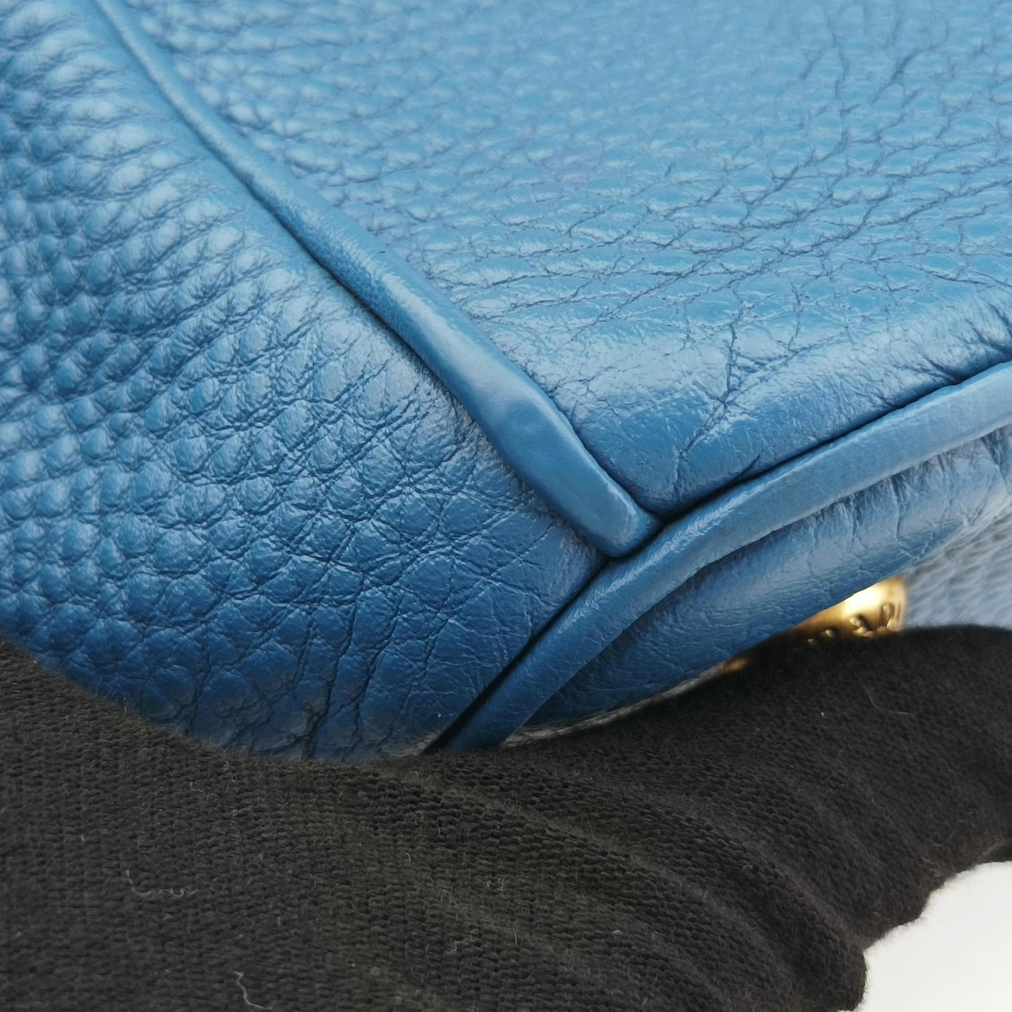 Pre-owned Prada Shopping Tote Blue Leather BN2579 shoulderbag | stylenewstar