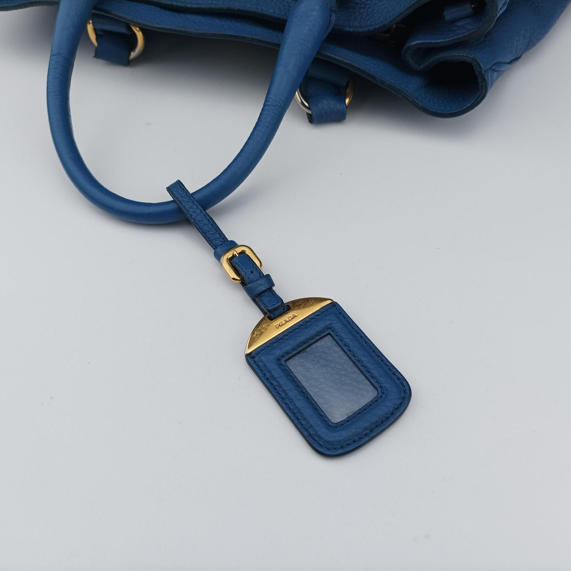 Pre-owned Prada Shopping Tote Blue Leather BN2579 shoulderbag | stylenewstar