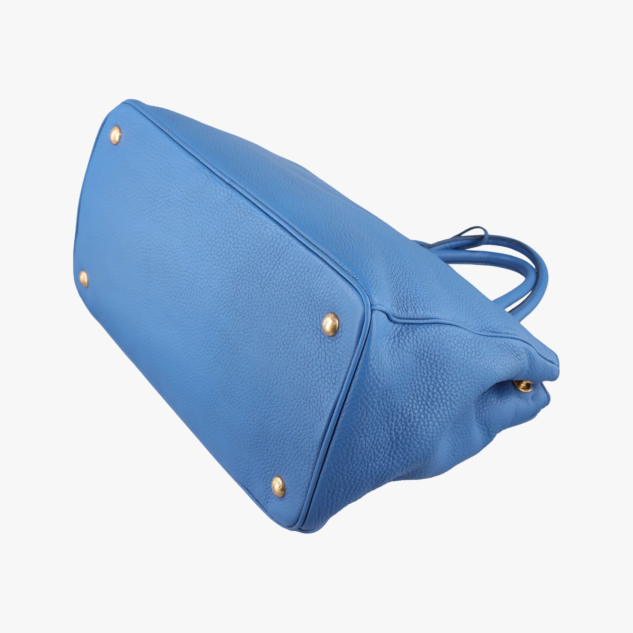 Pre-owned Prada Shopping Tote Blue Leather BN2579 shoulderbag | stylenewstar
