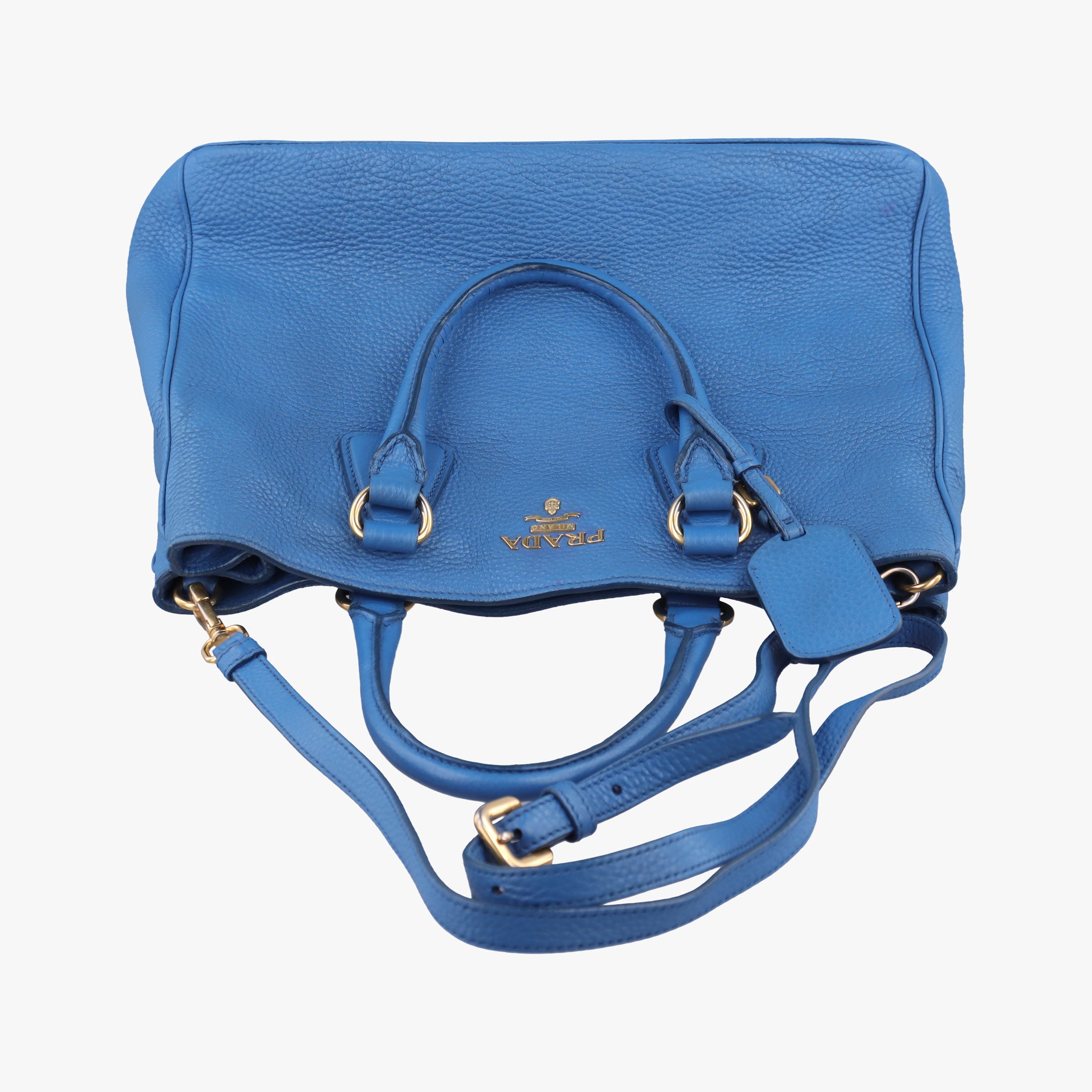 Pre-owned Prada Shopping Tote Blue Leather BN2579 shoulderbag | stylenewstar