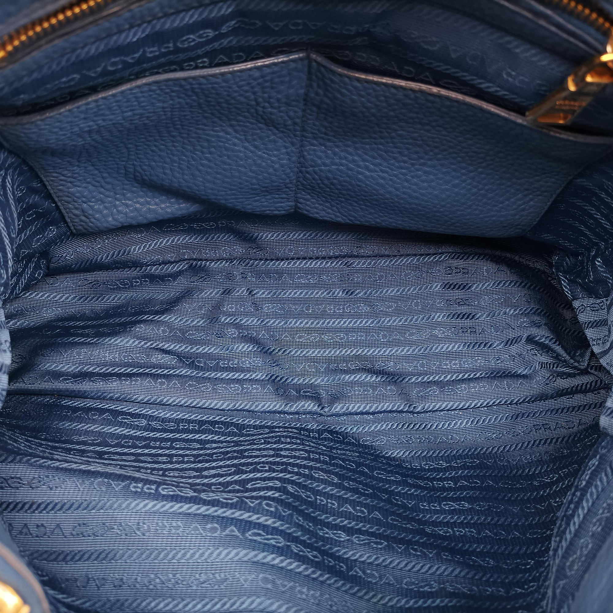 Pre-owned Prada Shopping Tote Blue Leather BN2579 shoulderbag | stylenewstar